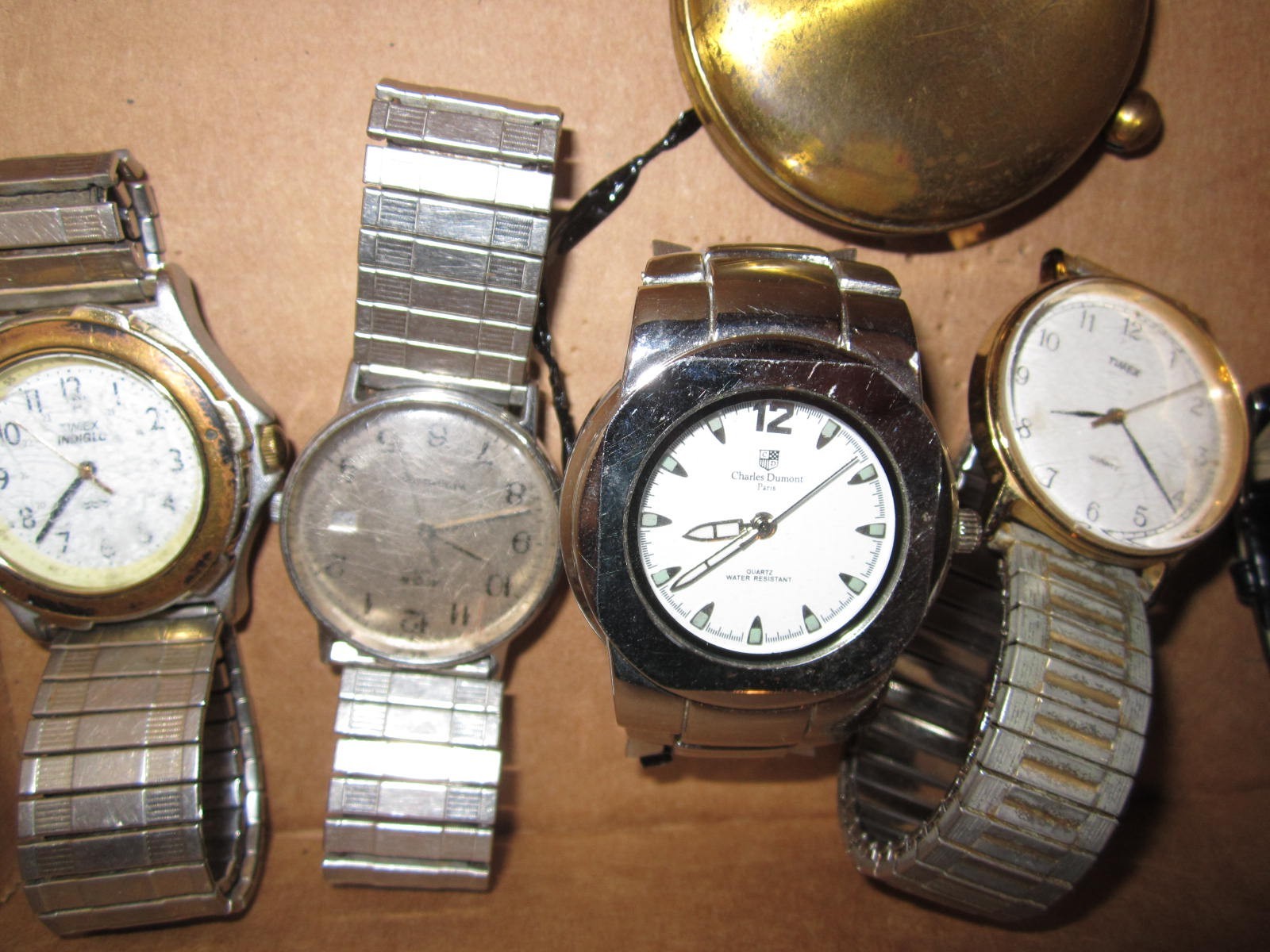 junk drawer lot vintage collectibles Lot of 5 untested watches and brass compass