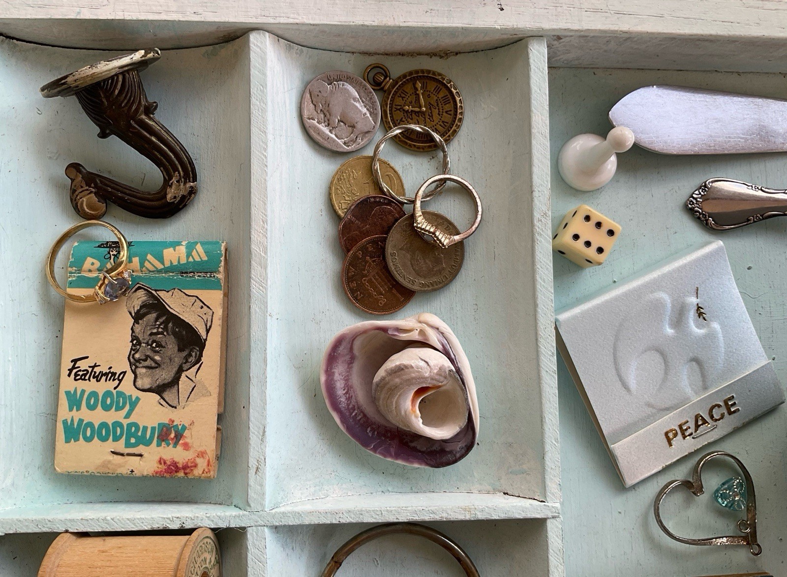Antique Vintage Junk Drawer Treasure LOT Cast IRON costume jewelry coins 3.5lbs