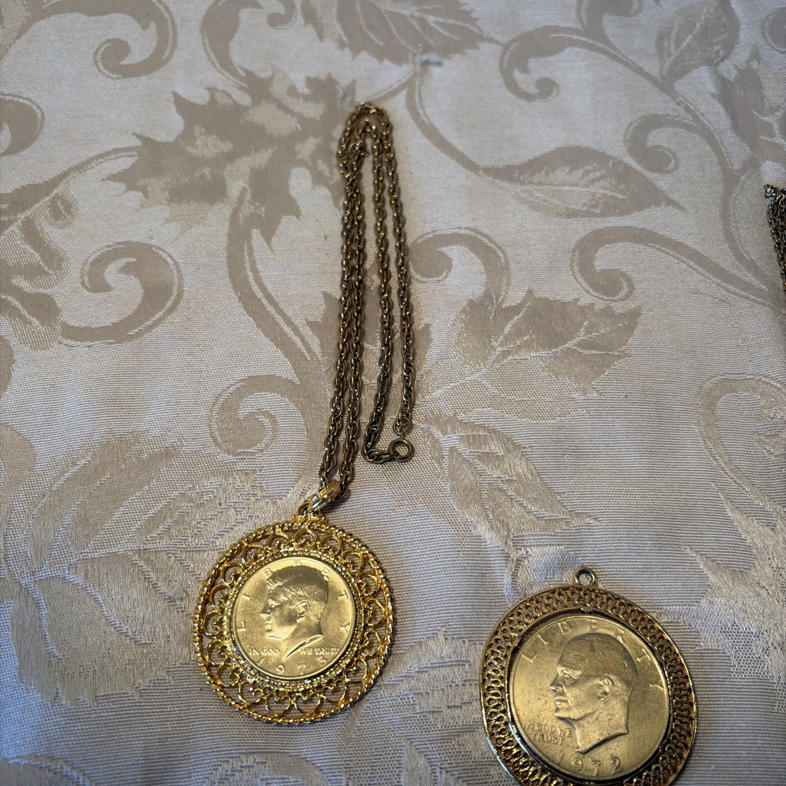 Vintage Coin Necklace Lot Men’s Jewelry Kennedy, Eisenhower Indian Head Coins 3