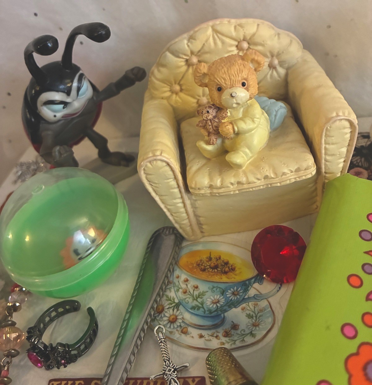 Vtg Photo Brag Book Angel Candle Bear Trinket Box Jewelry Junk Drawer Art Lot