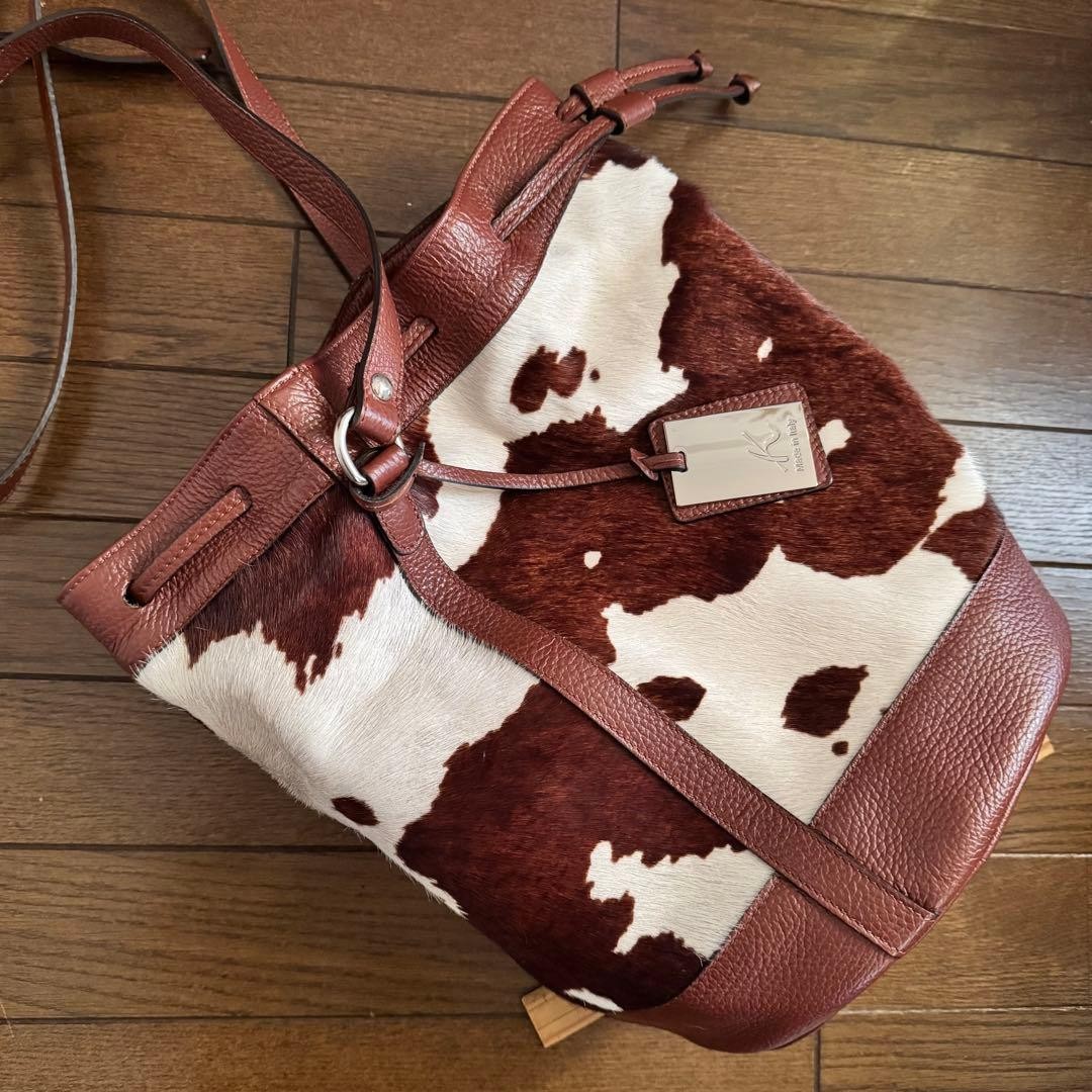 Bag bag K Kitamura 2 genuine leather brand cow pattern bucket type shoulder bag