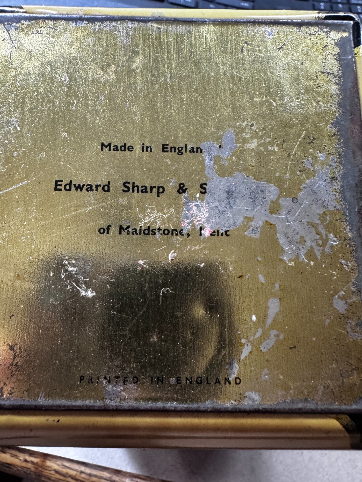 COOL COLLECTABLE Vintage Edward Sharp Lidded Tin Made in England Box 2 FH