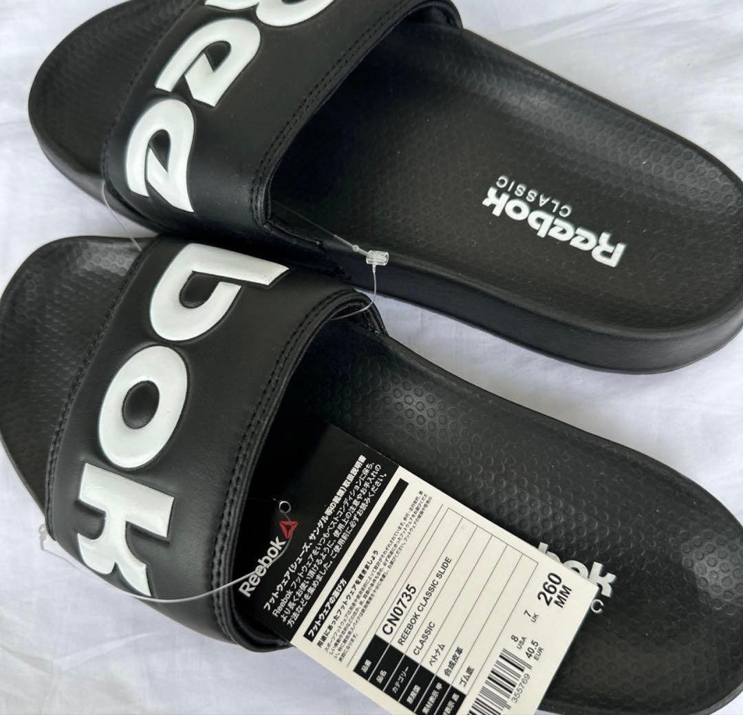 [New] 26cm Reebok CLASSIC slide sandals big logo black