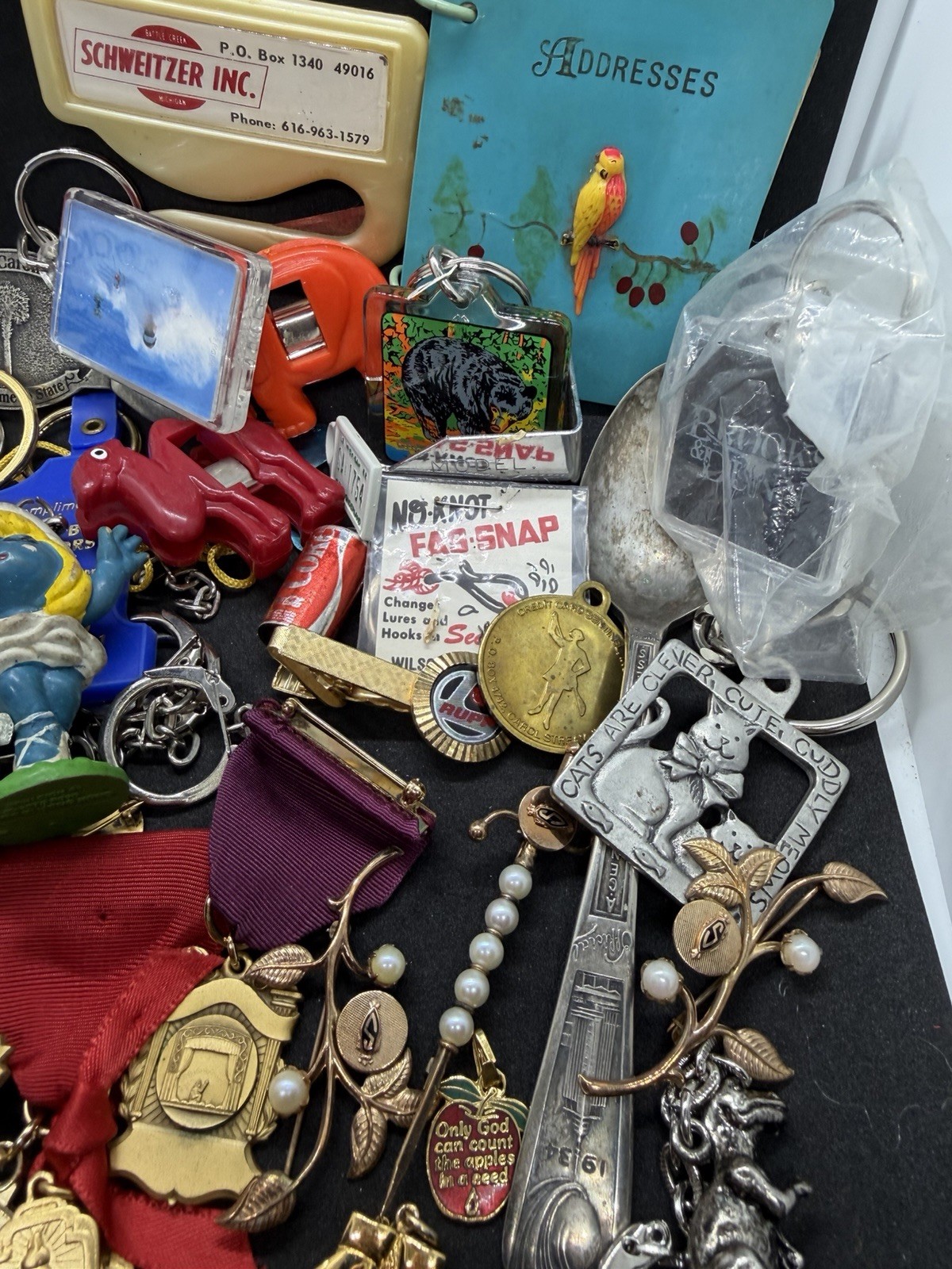 Junk Drawer Lot Vintage To Modern Items Jewelry Medals Keychains Etc Resell