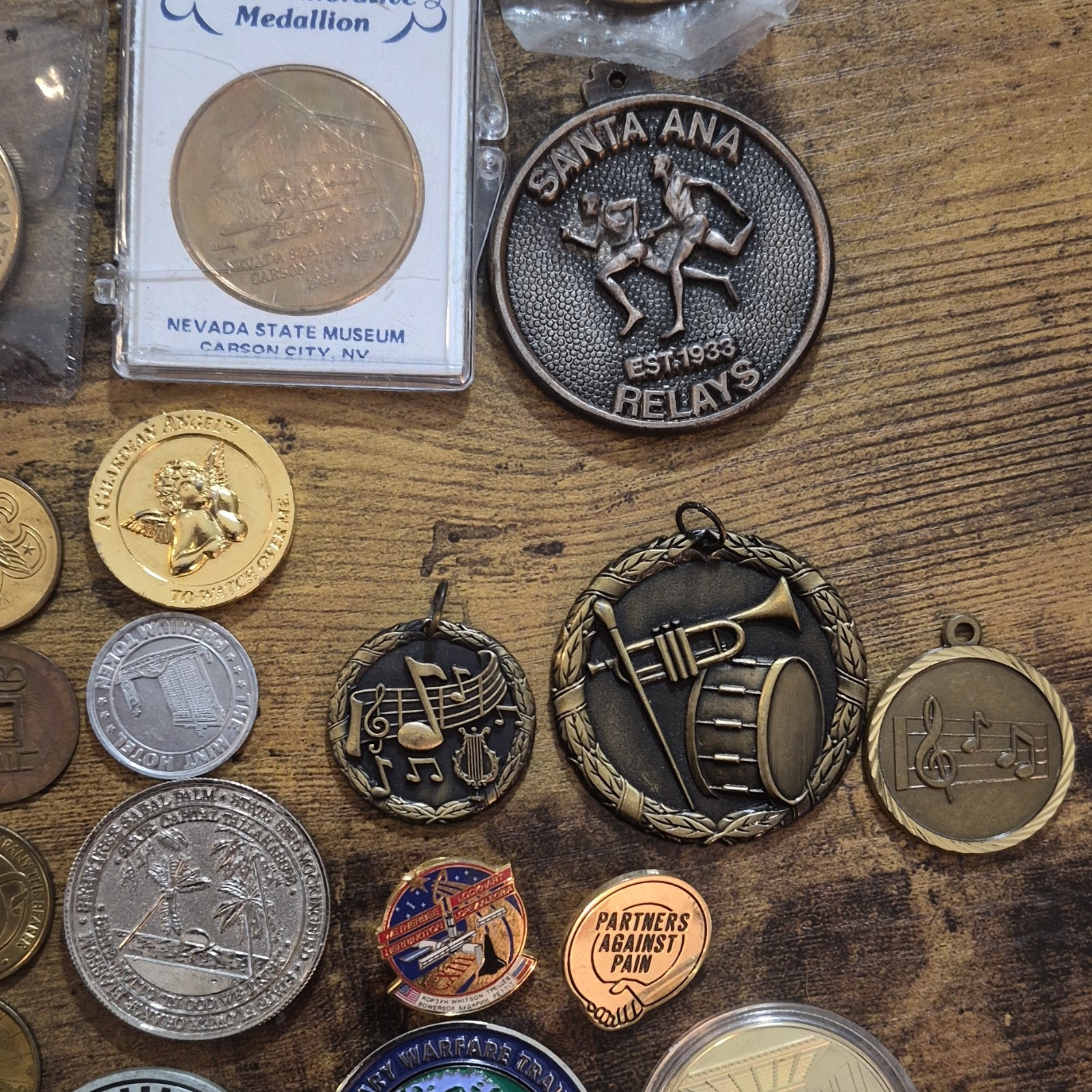 Lot Of 45 Vintage/Commemorative Coins, Pins & Pendants