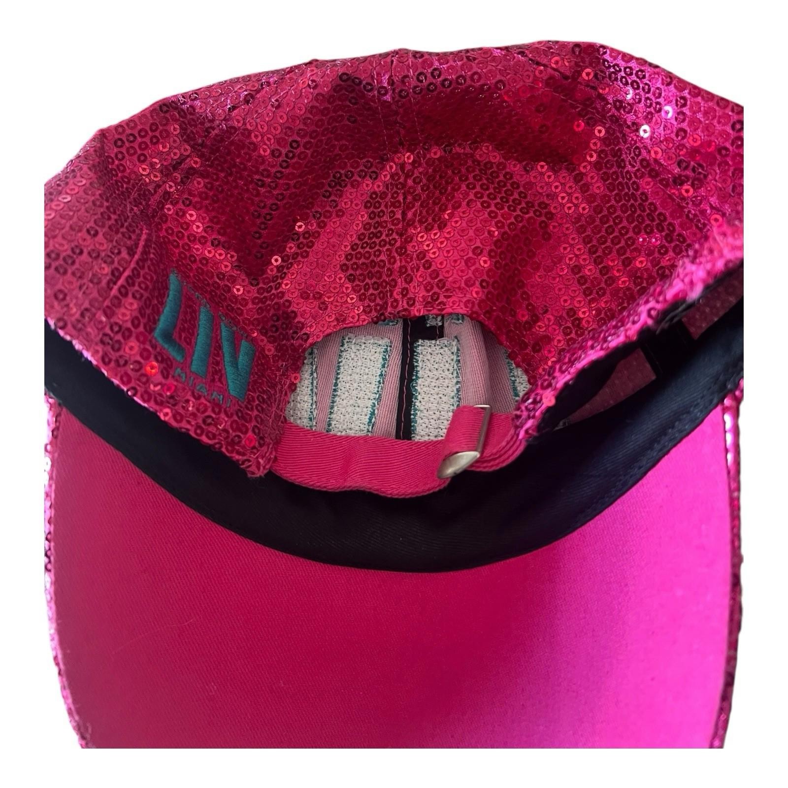 Super Bowl LIV Miami Pink Sequin Hat Women Adjustable Rare Statement Cap