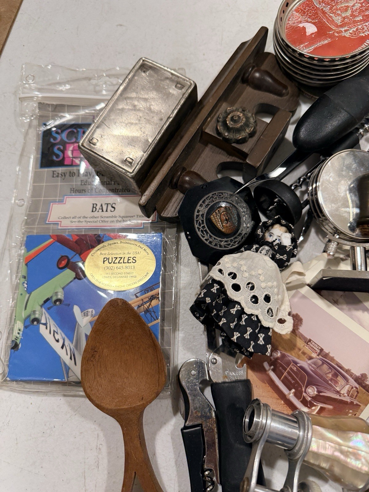Huge Junk Drawer Lot Assorted Vtg Items Wood Metal Ephemera Figures MUCH MORE