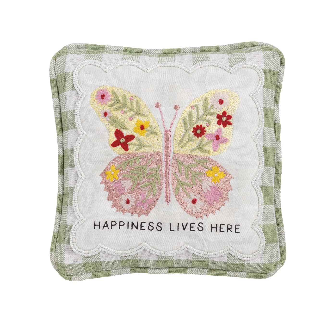 Mud Pie Front Embellished Happiness Pillow
