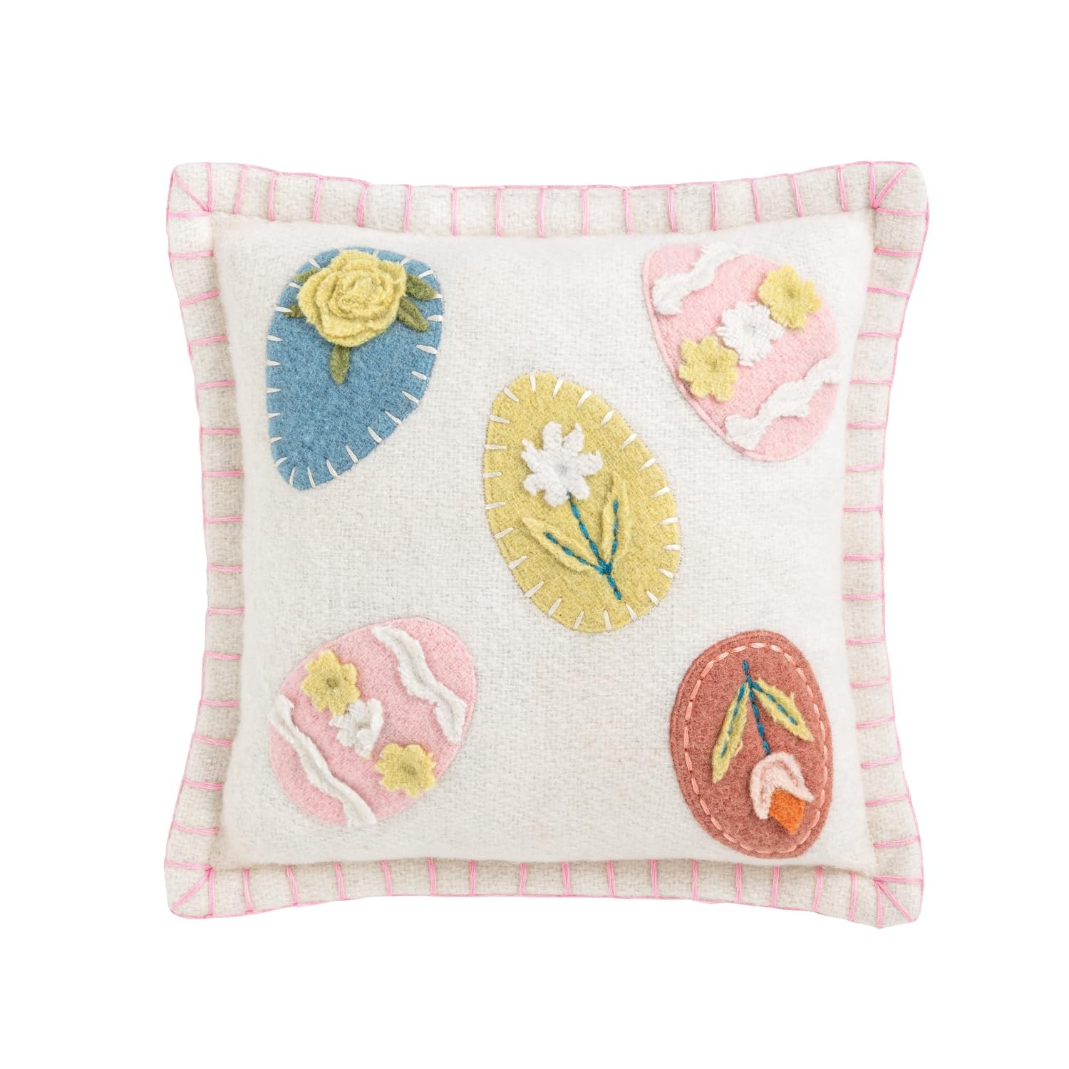 Mud Pie Easter Eggs Felted Mini Pillow