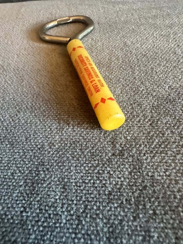 SET OF 2 Vintage Security Savings & Loan Advertising Bottle Opener Yellow Handle