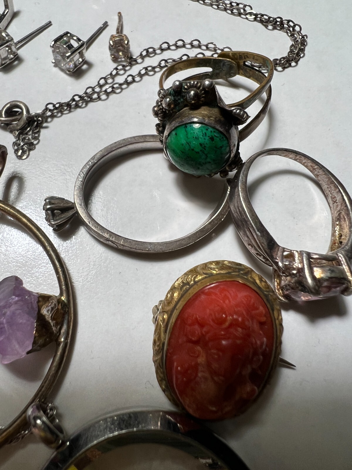 COOL BEANS Antique Brass Jewelry Lot w/ Bonus Sterling Silver & Fashion Pieces