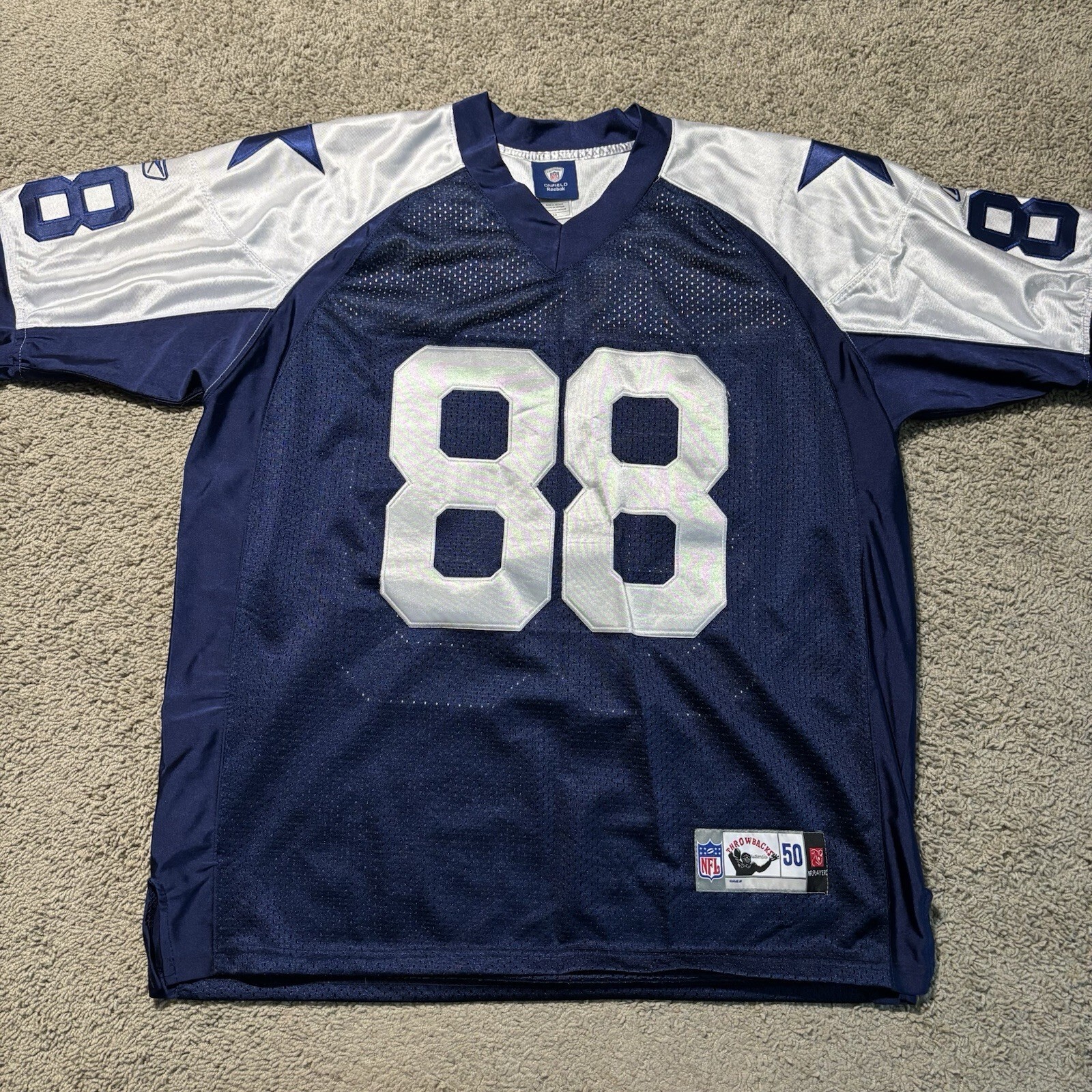 Vintage Dez Bryant Dallas Cowboys Reebok Onfield Jersey Size 50 Throwbacks Blue