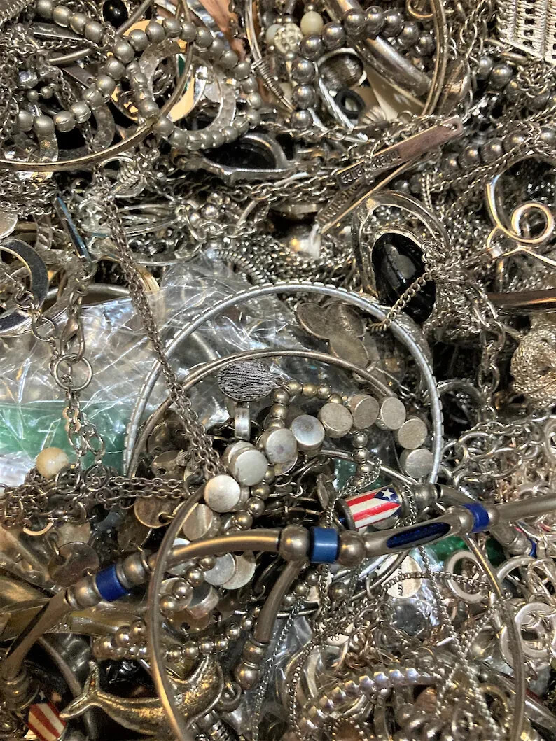 1 LB. “Junk Drawer” Estate sale- Coins, Jewelry, Watch, silverplate, & more -B87