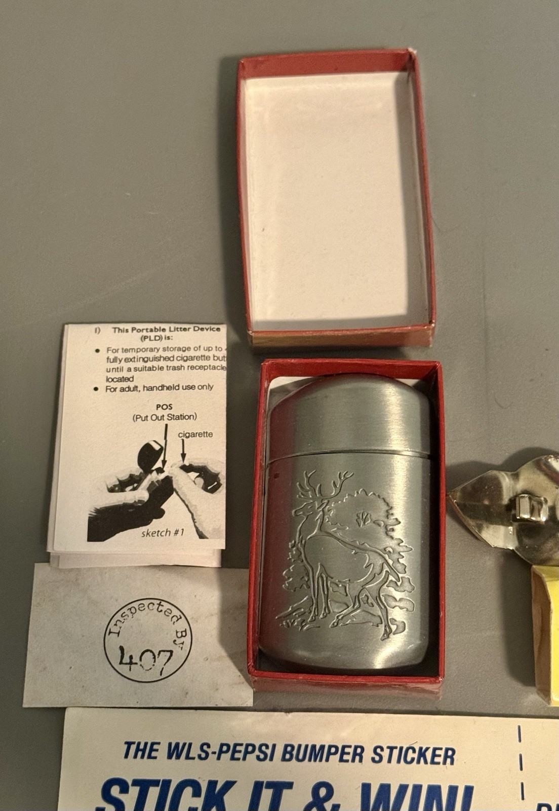 Vintage Assorted Lot Items New Never Used Include Zippo, Bumper Sticker & Opener