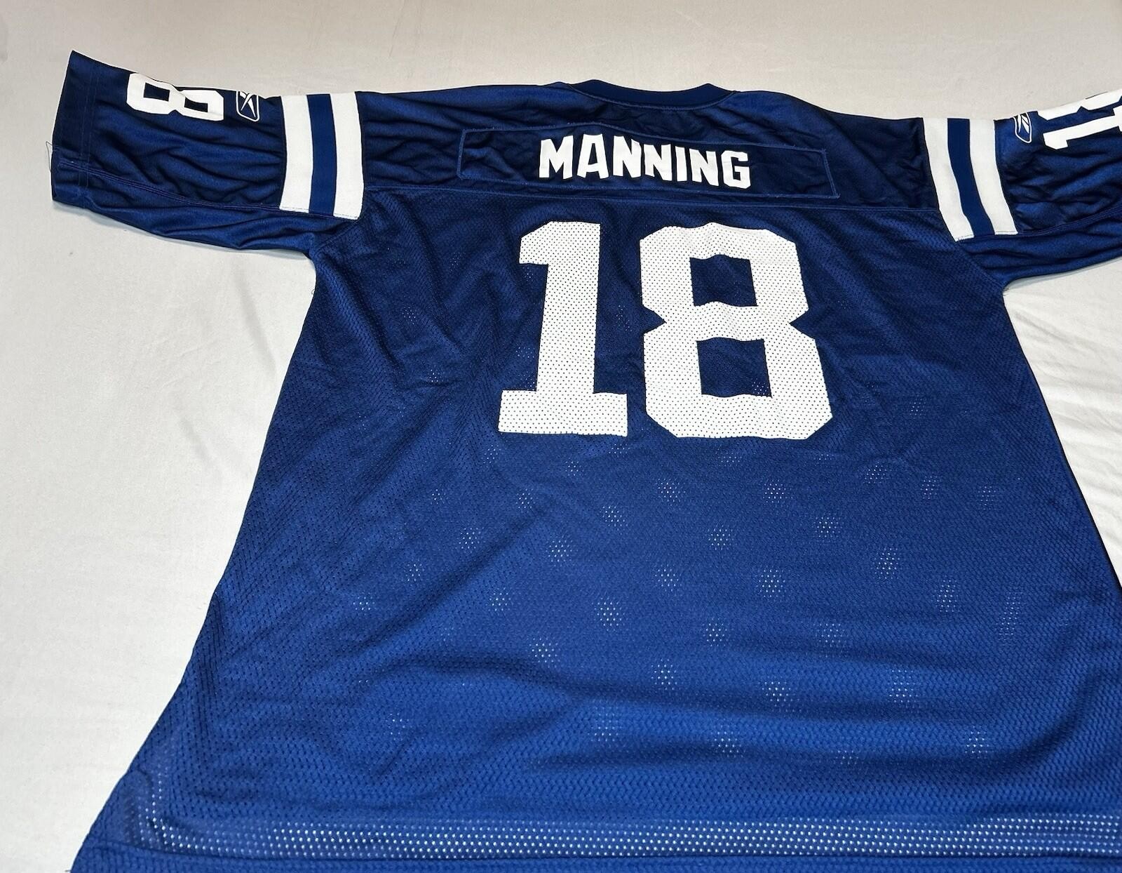 Reebok NFL Indianapolis Colts #18 Peyton Manning Jersey Mens XL Blue On Field