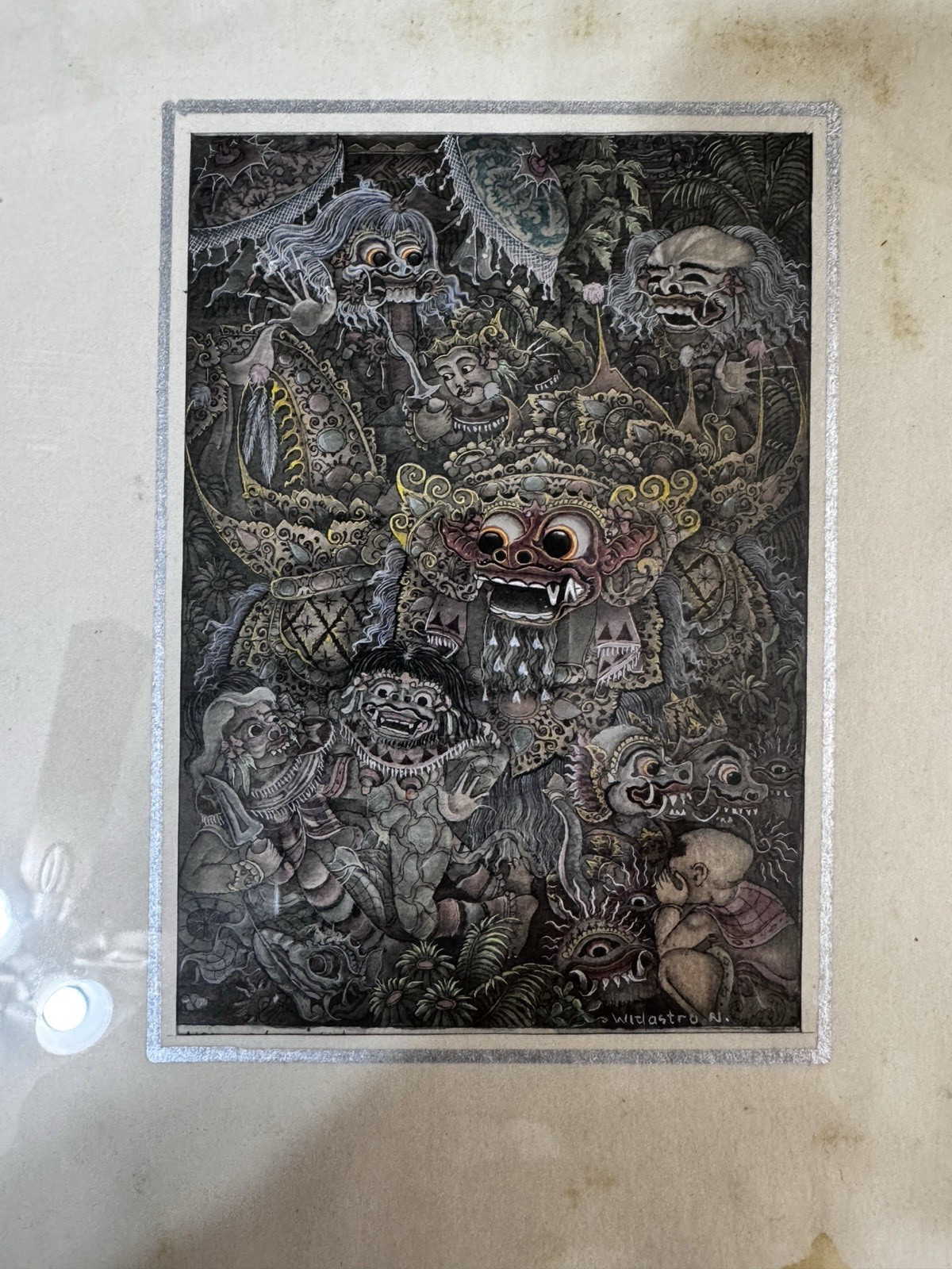 Miniature Framed Balinese Bali Traditional Painting