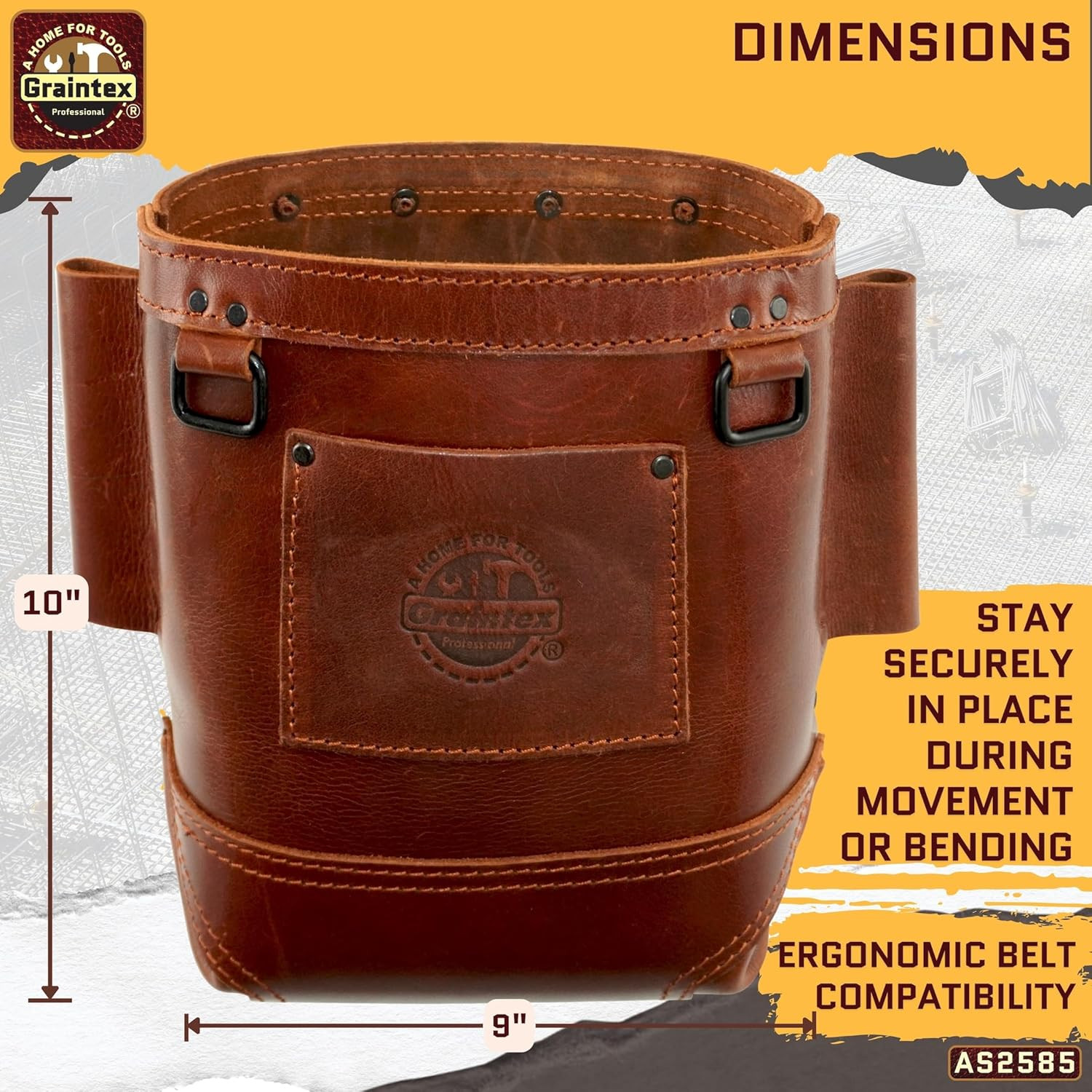 Top Grain Leather Nut & Bolt Tool Bag for Ironworkers – Durable & Versatile