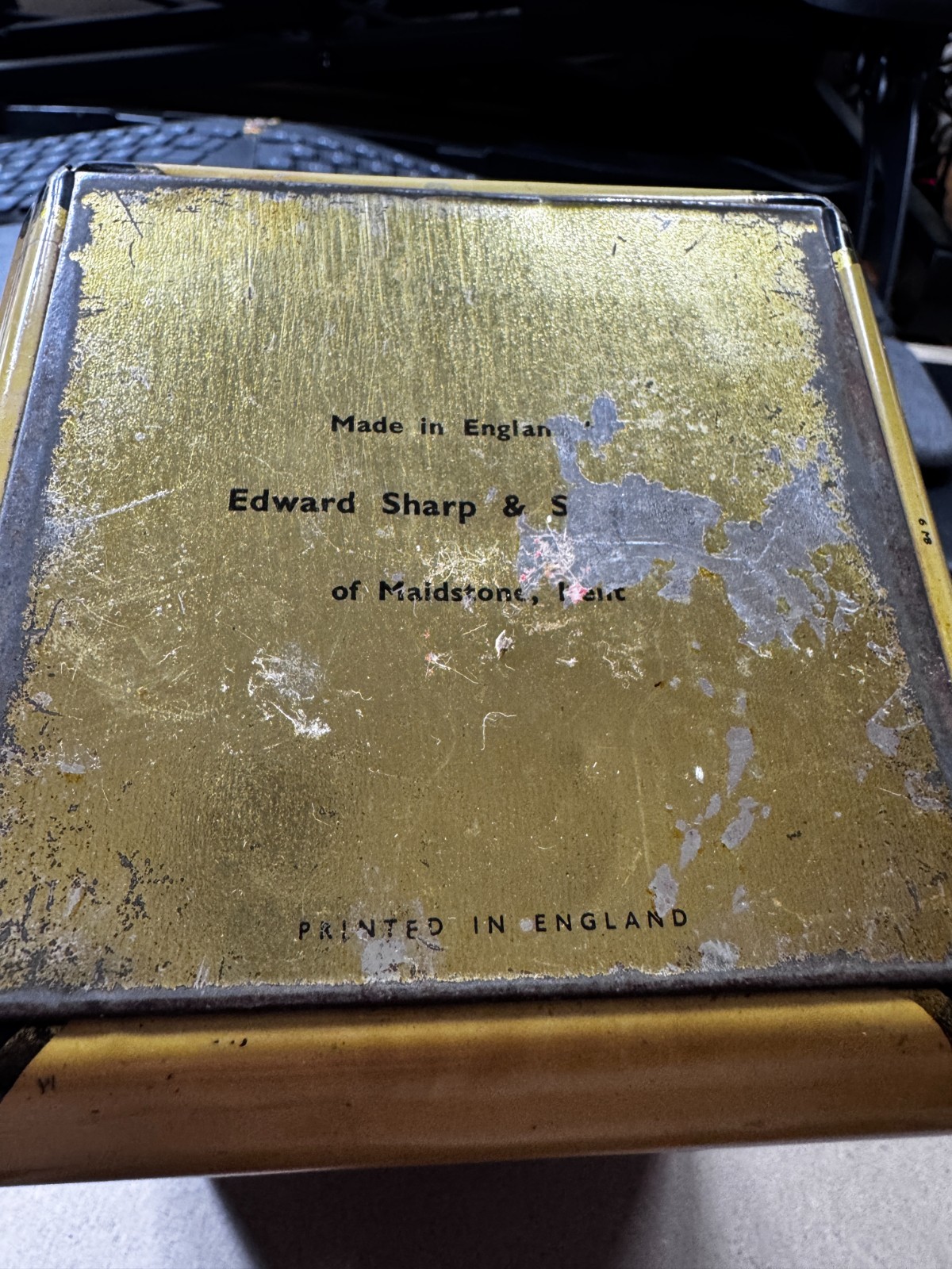 COOL COLLECTABLE Vintage Edward Sharp Lidded Tin Made in England Box 2 FH