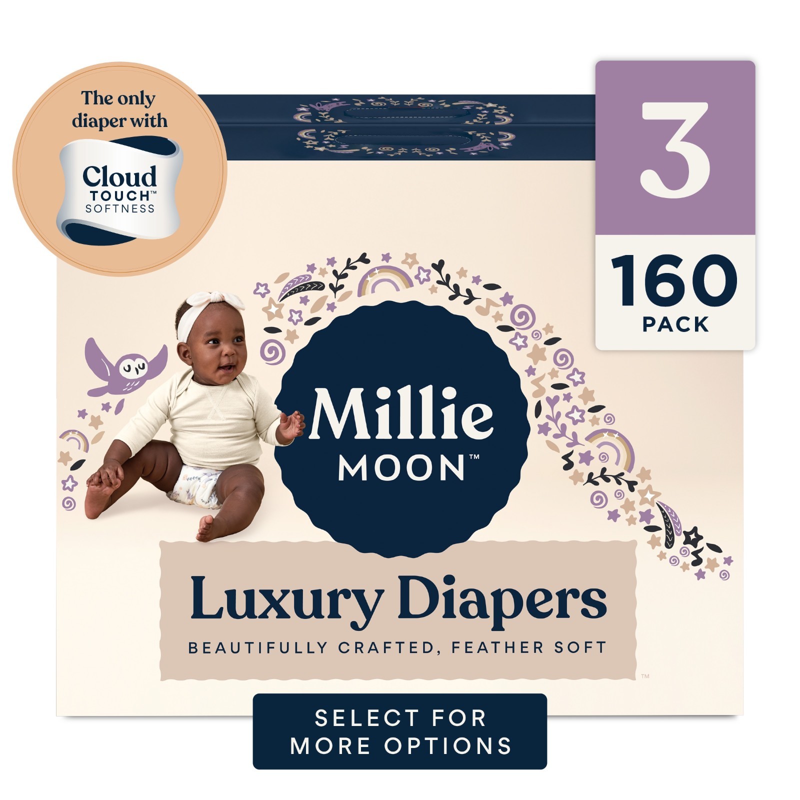Millie Moon Premium Baby Diapers Size 3, 160 Count Free Shipping