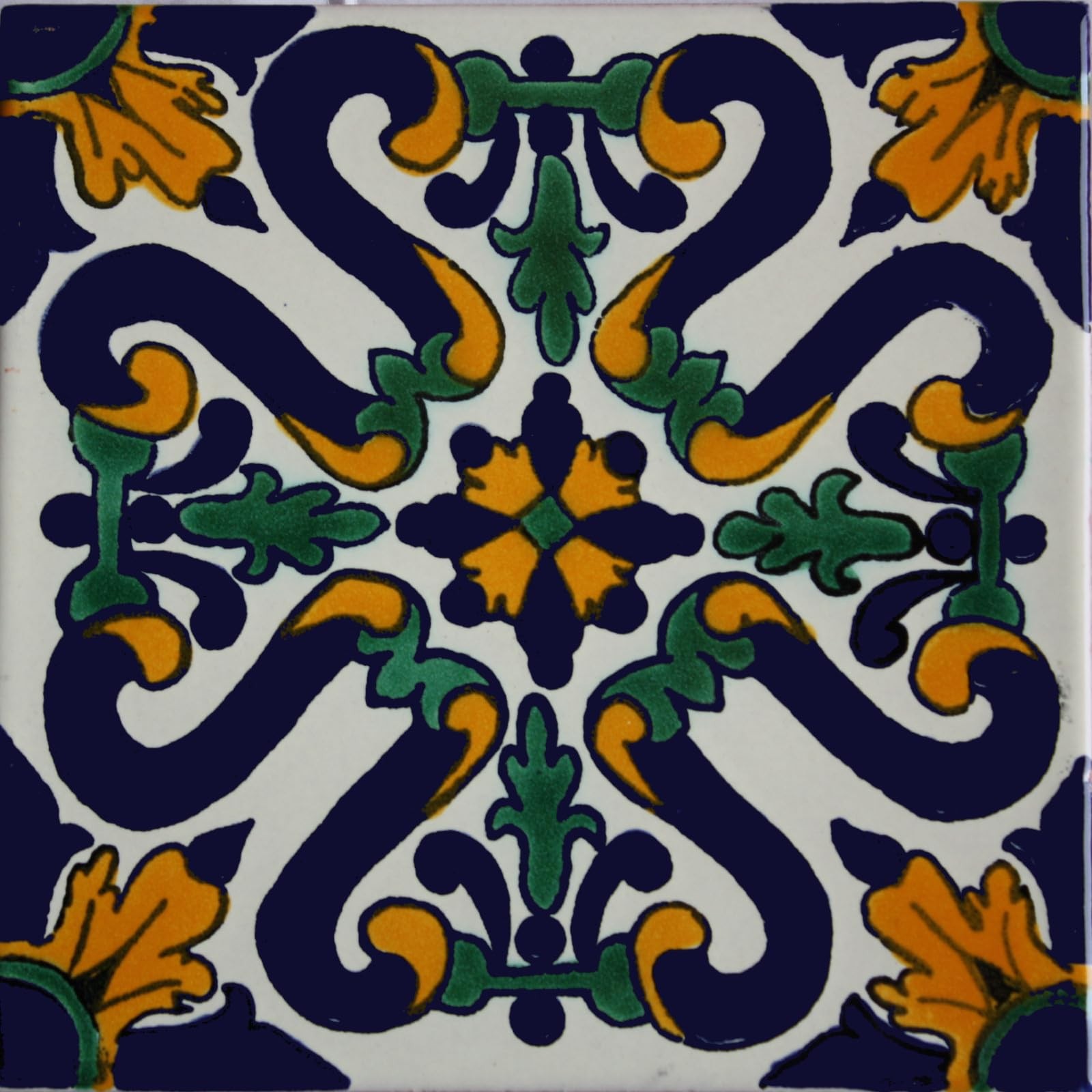 Fine Crafts & Imports 9 pcs Ures Talavera Mexican Tile White 2×4 4 2 Inch small
