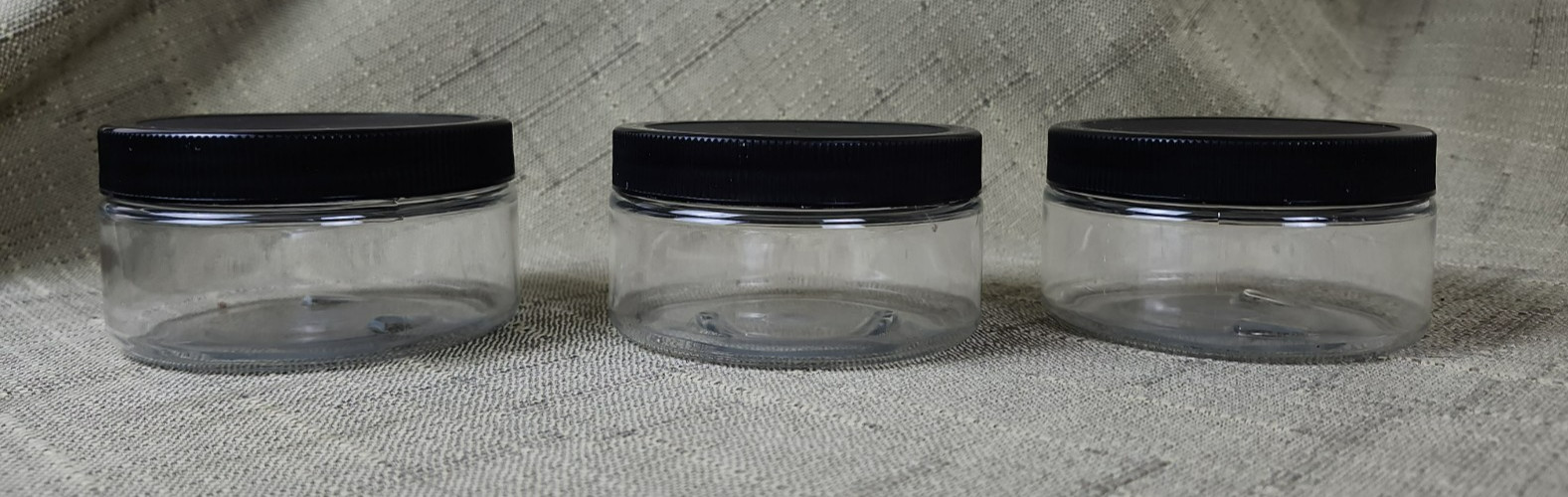Junk Drawer Lot of 10 New Clear Plastic Containers with Black Lids, Two Sizes