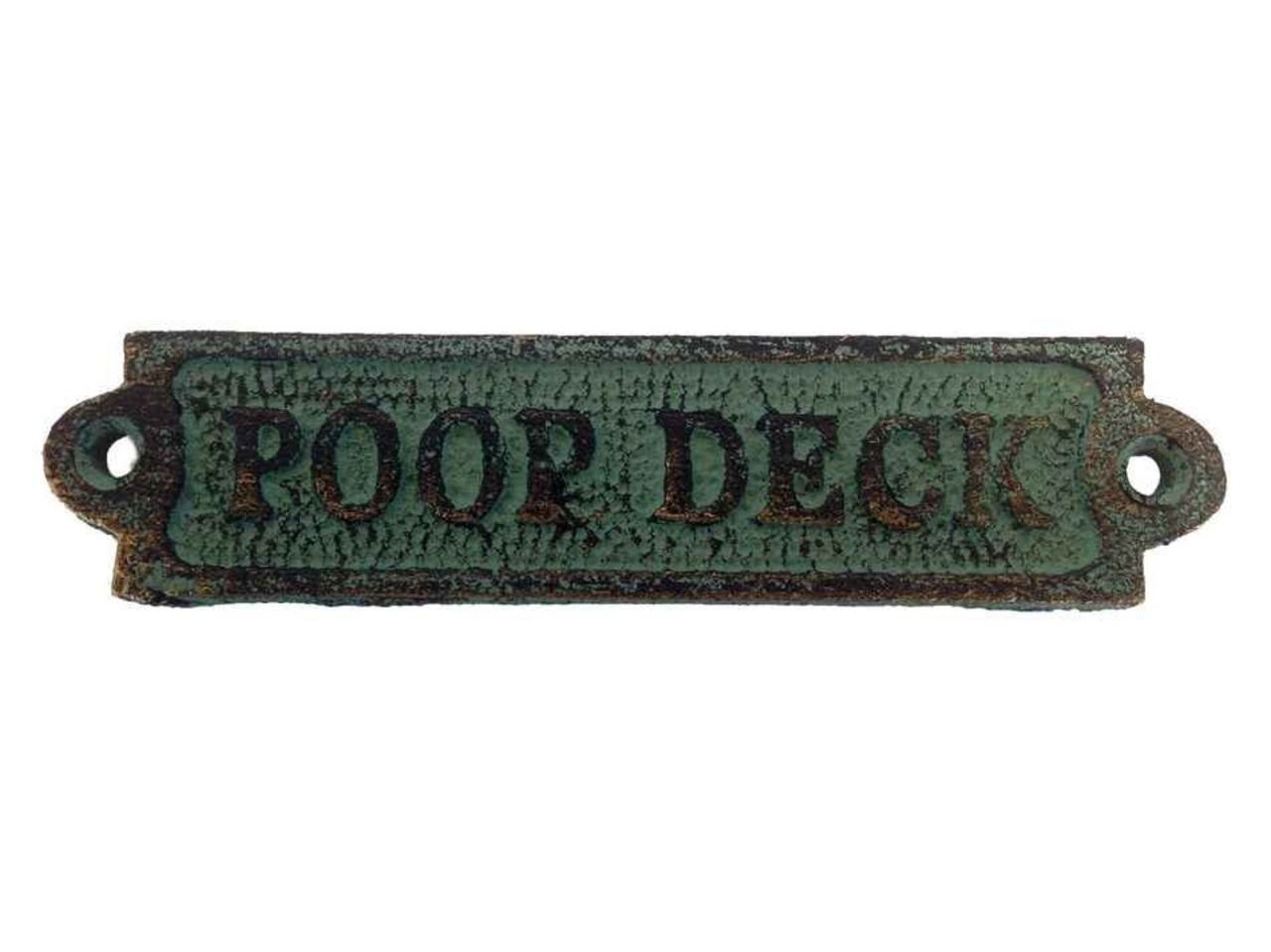Hampton Nautical Cast Iron Poop Deck Sign, 6″, Rustic Bronze