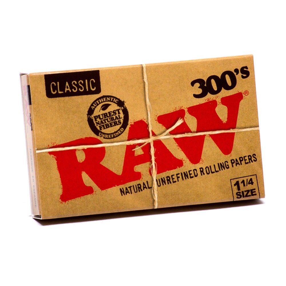 RAW Classic 300s 1 1/4 Rolling Papers 5 PACKS – Natural Unrefined 300 1.25