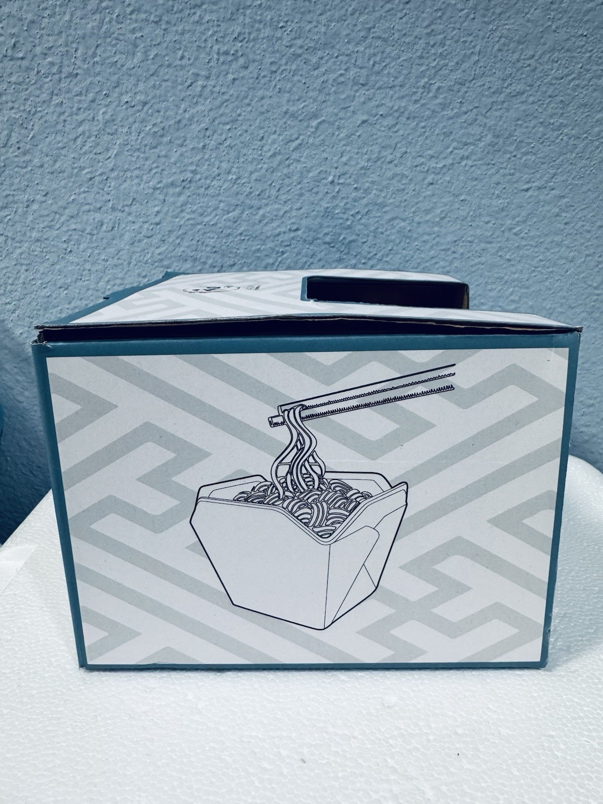 Urban Tokyo Chinese Takeout Box Style Porcelain Bowl With Chopsticks 18 fl oz Sq