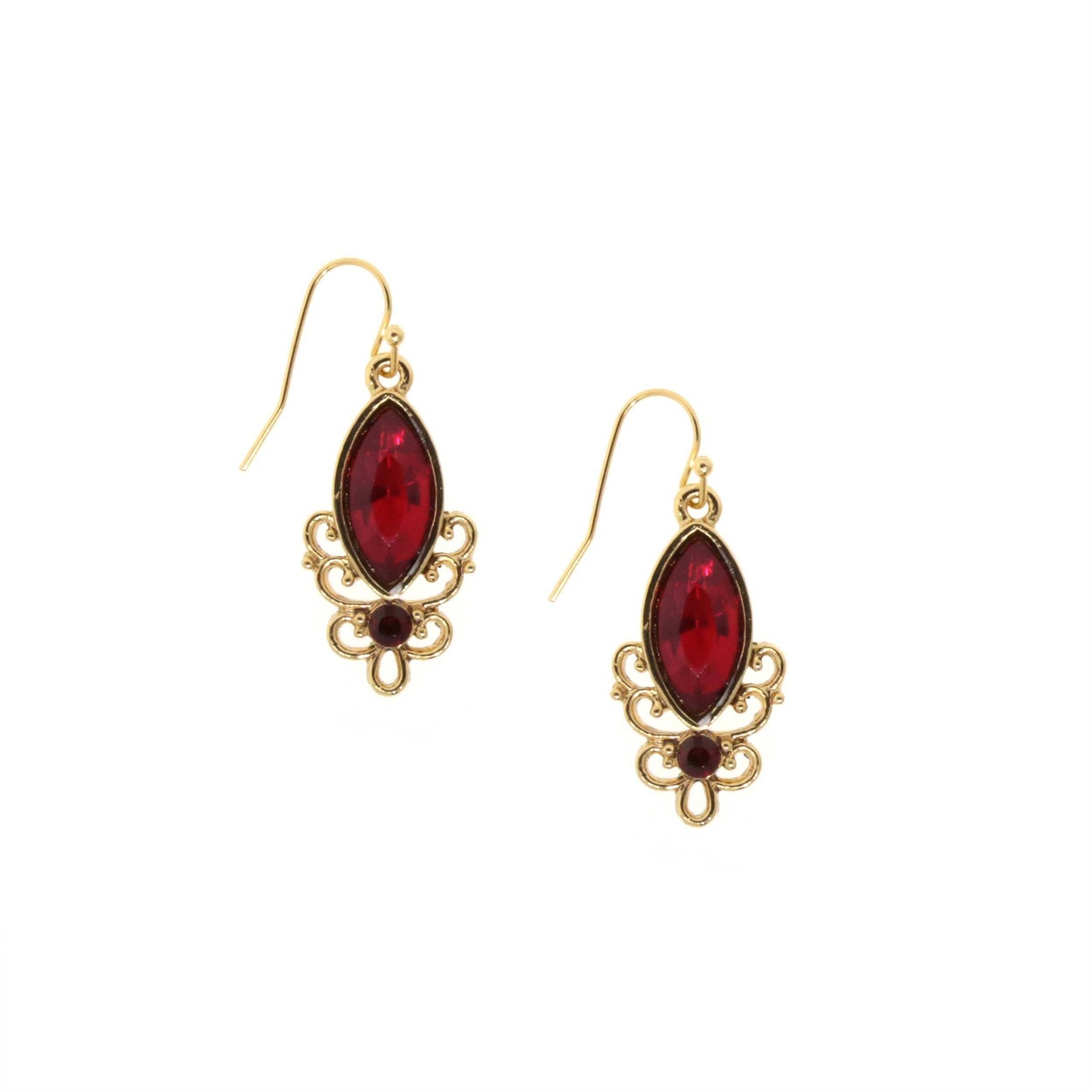 1928 Jewelry Women’s 14K Gold Dipped Alluring Siam Red Crystal Drop Earring