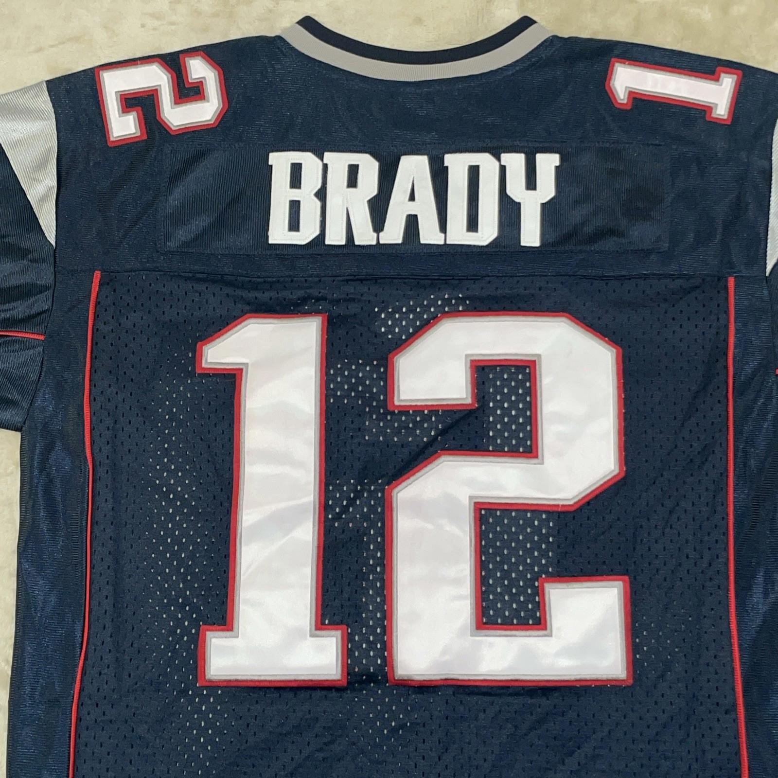 VTG Reebok New England Patriots Tom Brady #12 Blue Jersey Unisex Adult Sz 50 NWT