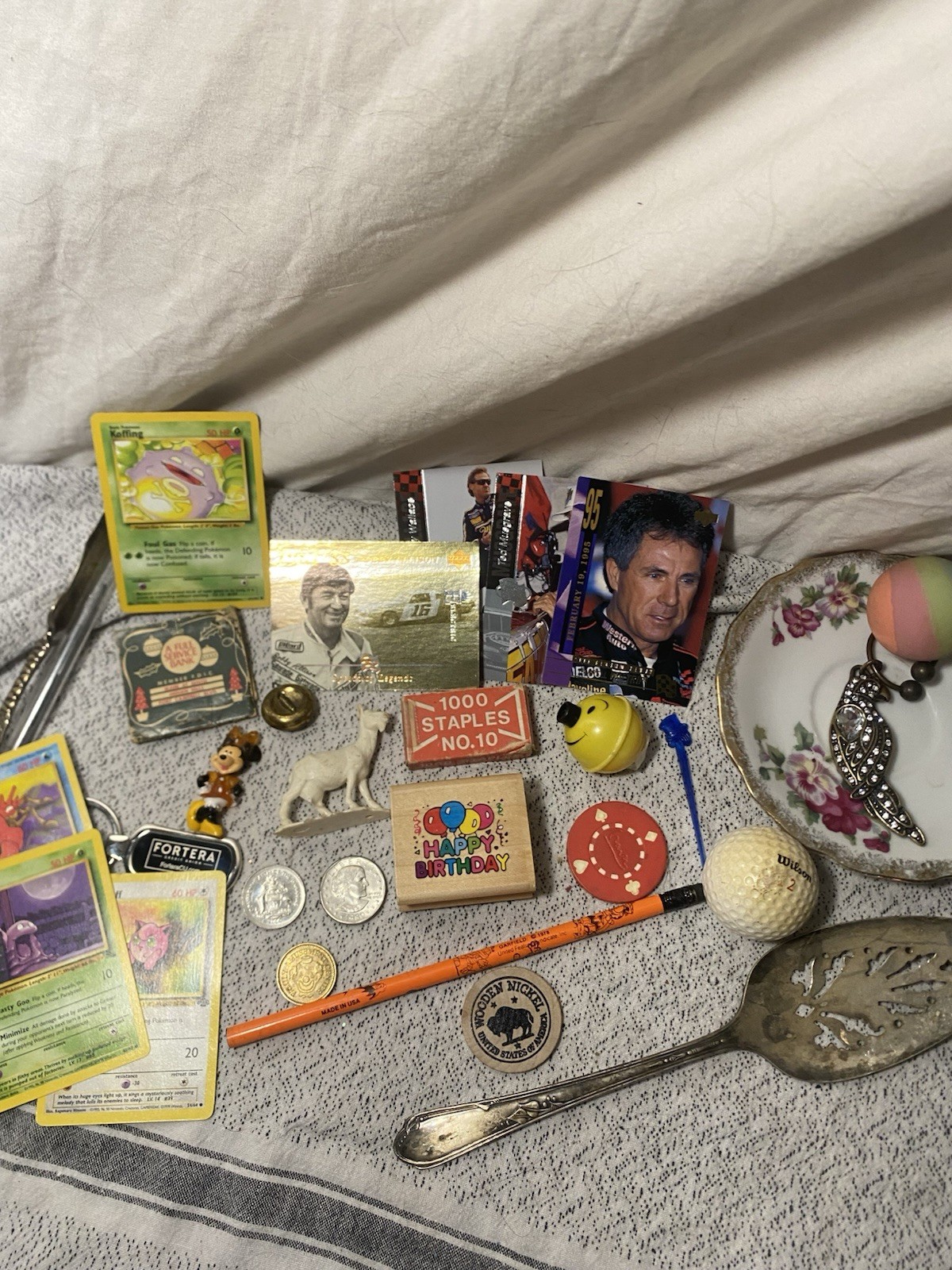 Junk Drawer Jewelry Coins Spoons 90s Pokémon Cards Poker Chips Matches