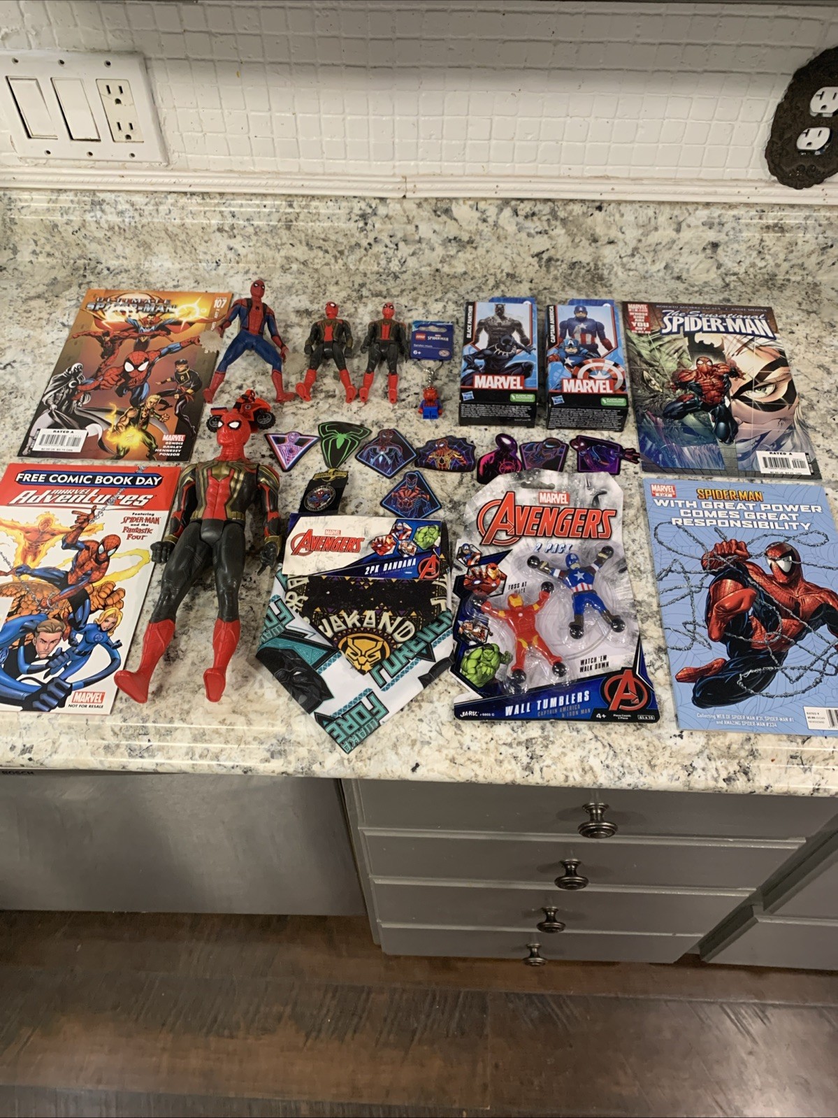 Junk Drawer Marvel Spiderman Themed Collector Items Comics Action Figures & More