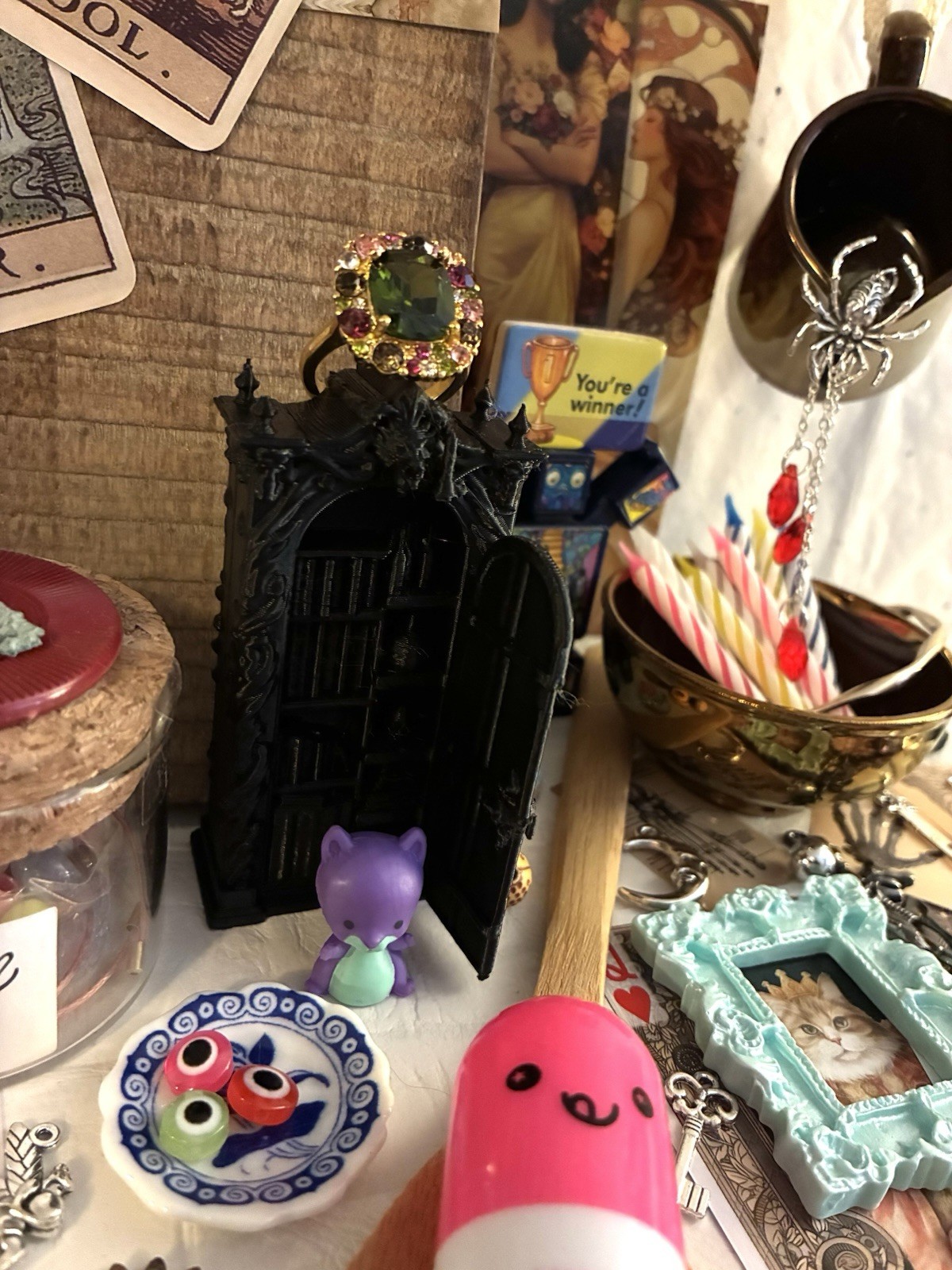 Wood Display Board Mini Apothecary Cabinet Jewelry Junk Drawer Wicca Art Lot