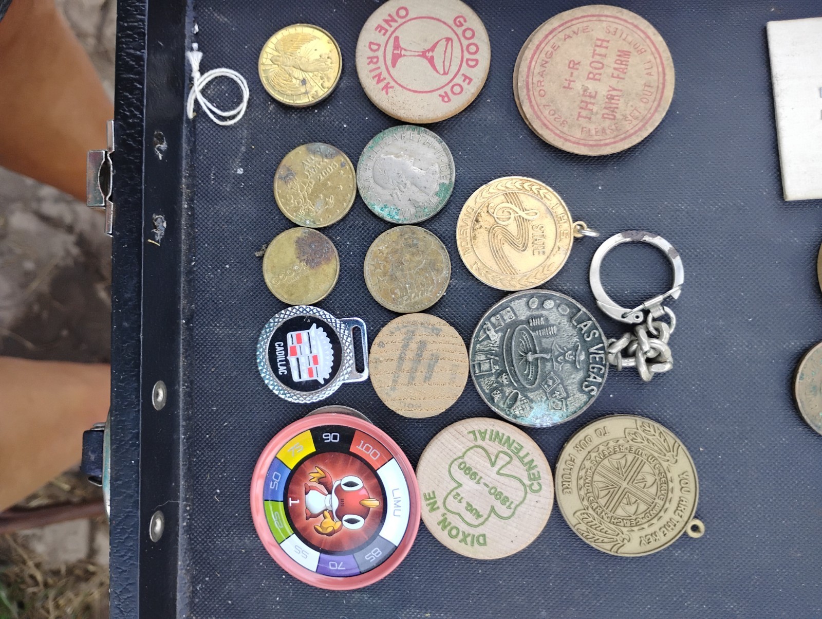 junk drawer lot tokens coins relig. pins key chain lot1 over 60 pieces
