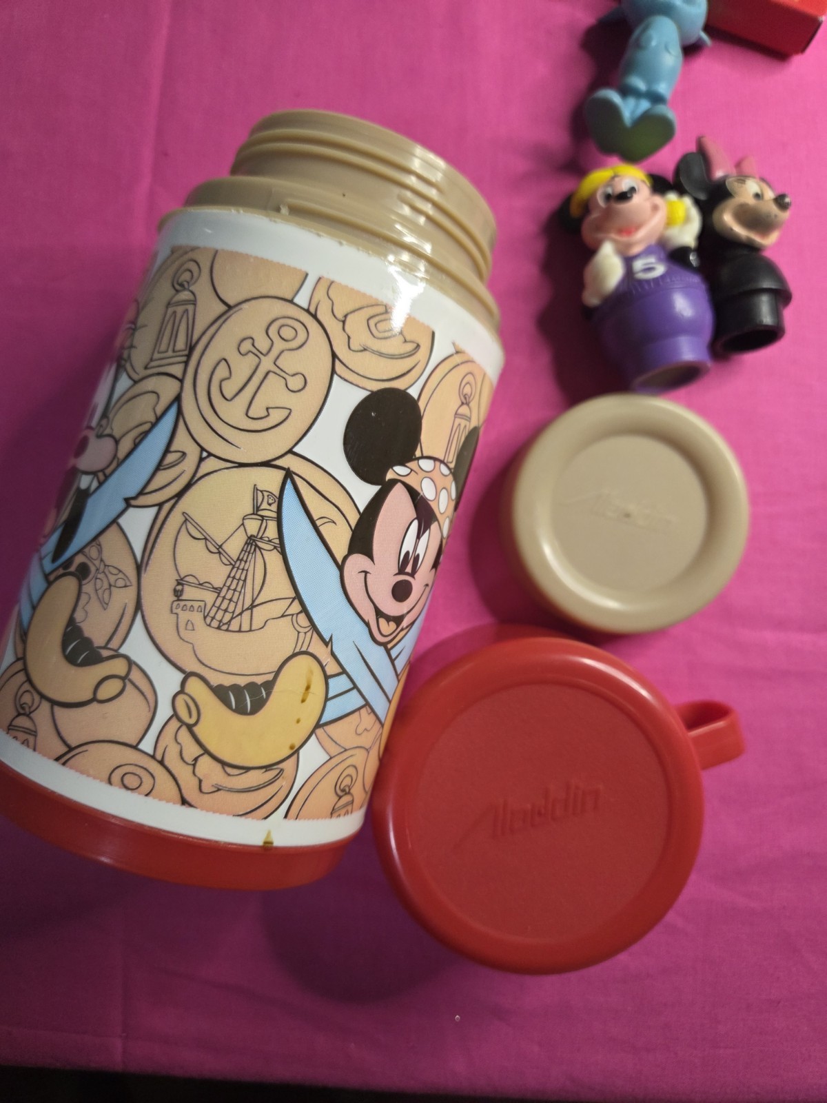 Junk Drawer Mixed Lot vtg toys DISNEY: pez Colorforms Wind UP Thermos