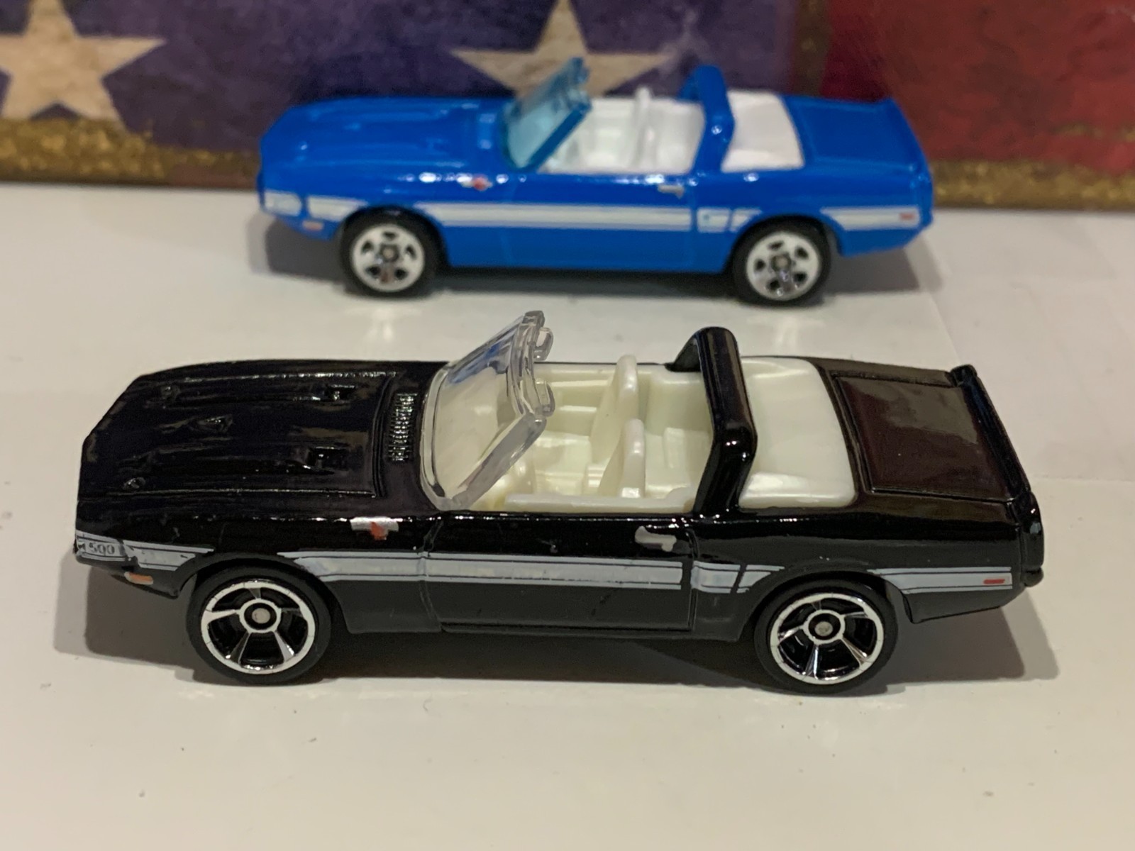 HOT WHEELS 1969 SHELBY GT500 X2. 2011 NEW MODELS BLACK & BLUE NICE