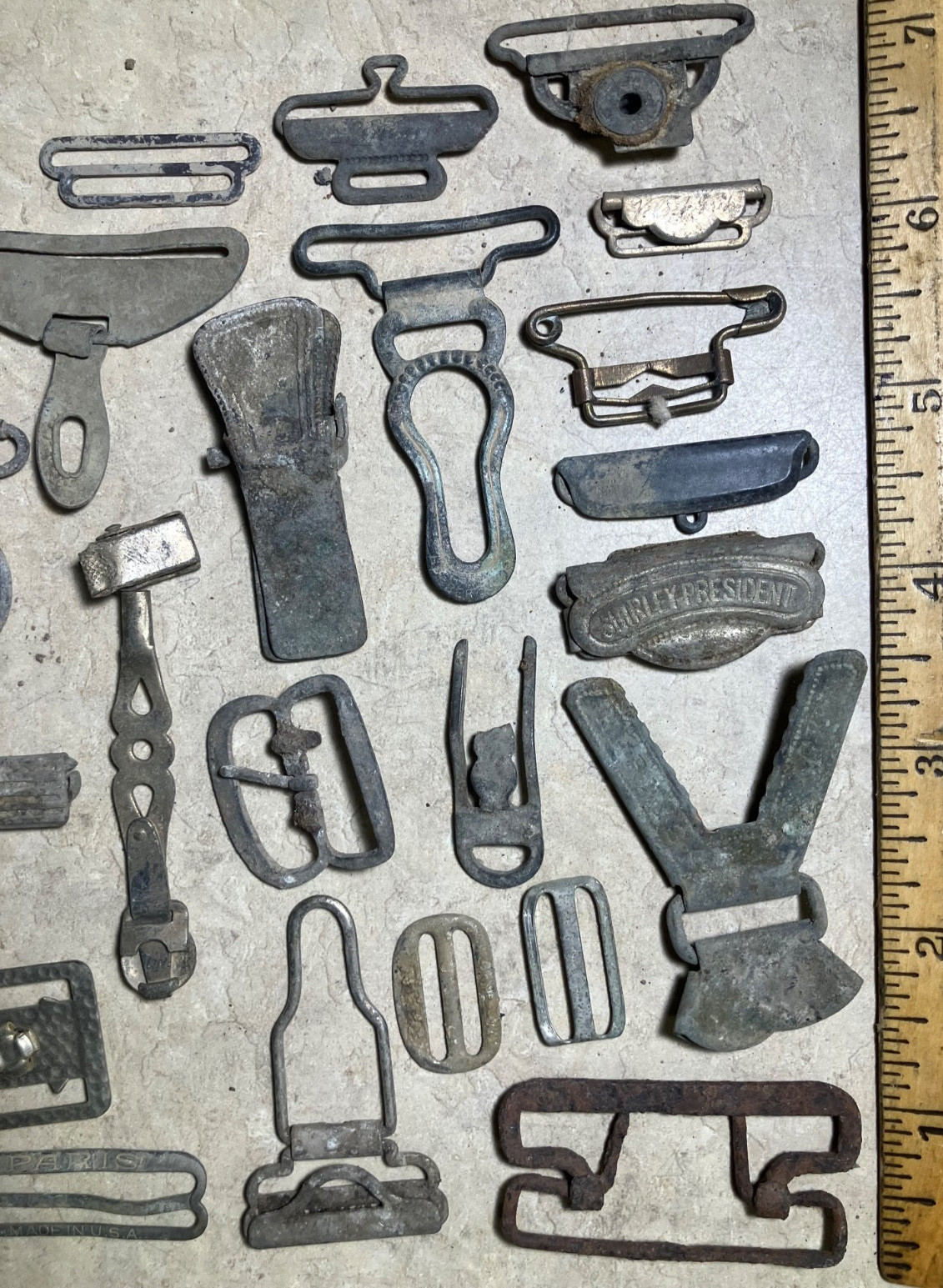 Many different suspender buckles-Found in New Mexico-ghost towns/military sites+