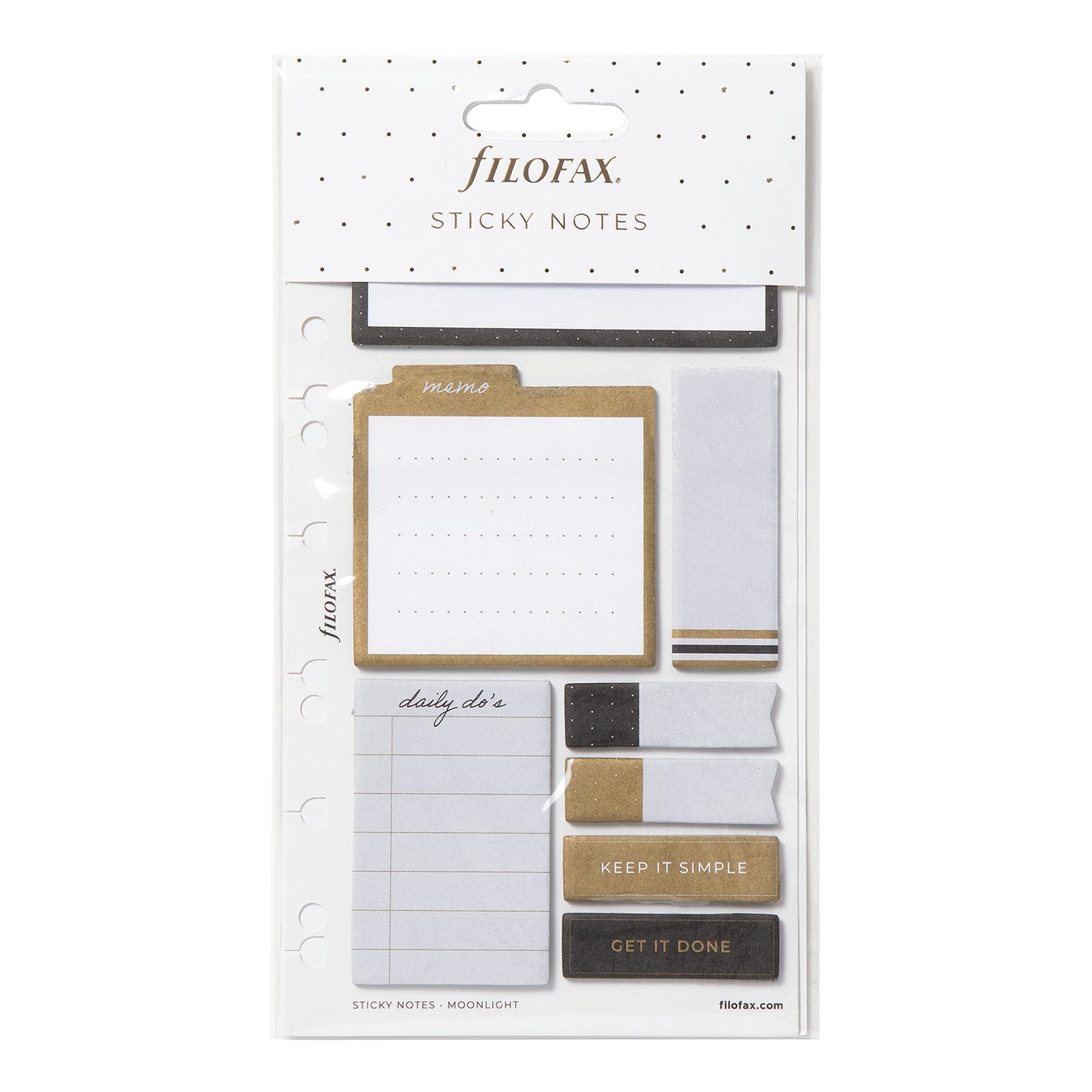 Filofax Moonlight Sticky Notes Set 8 Pads Repositionable 25 Sheets Each