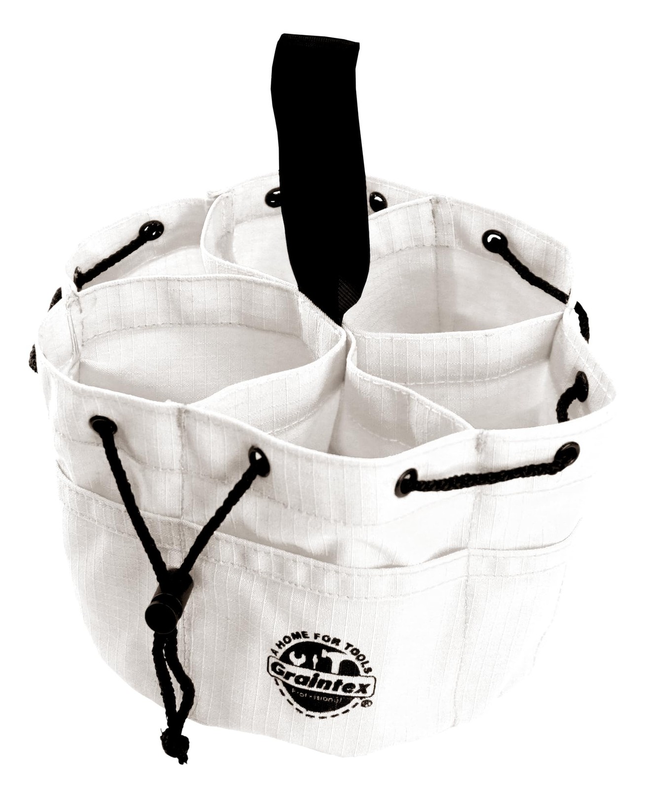 Graintex 18-Pocket Canvas Drawstring Tool Bag Small Parts Organizer White