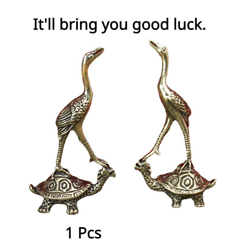 1x Brass Turtle Crane Crane Ornament Longevity Statue Decoration Animal Statue*