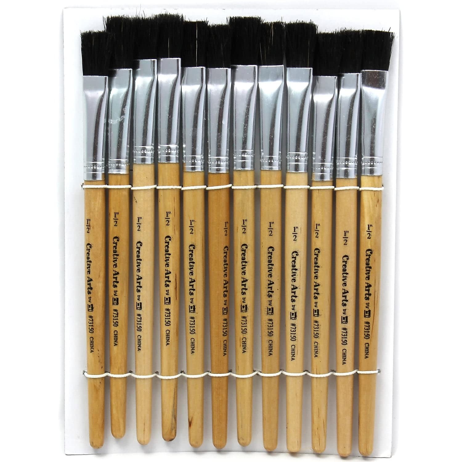 Charles Leonard 0.5″ Flat Easel Paint Brushes, 12-Pack Short Handle
