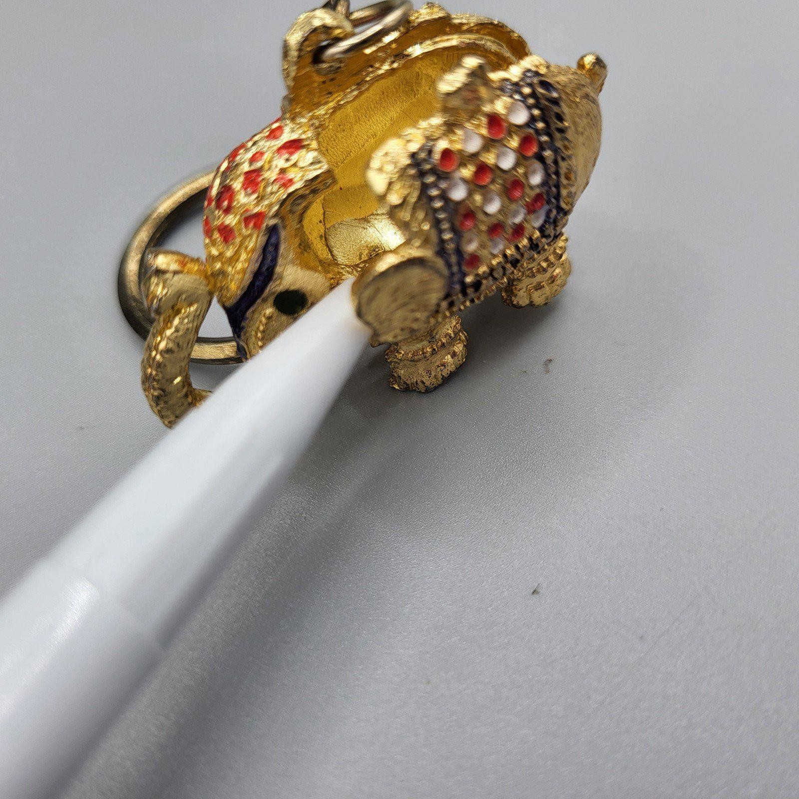 Elephant Keychain Bangkok Thailand Secret Compartment Hiding Stash Gold jeweled