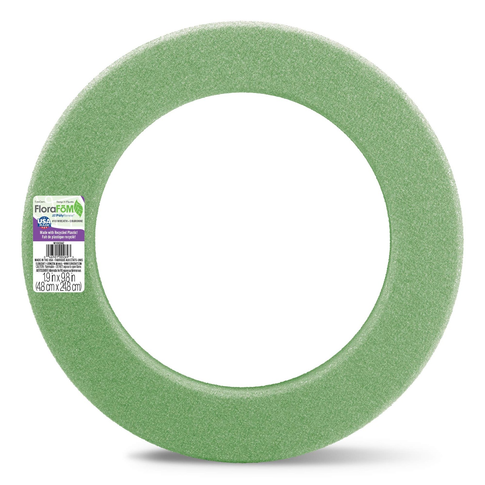 FloraCraft FloraF≈çM Wreath 1.9 Inch x 9.8 Inch Green