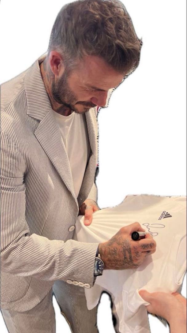 David Beckham Signed Adidas England Man U Jersey Football Autograph Used
