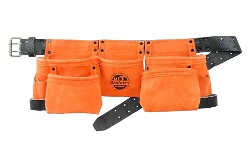Graintex DS2342 Kids Work Apron 9 Pocket Orange Suede Leather Belt Hammer Loops