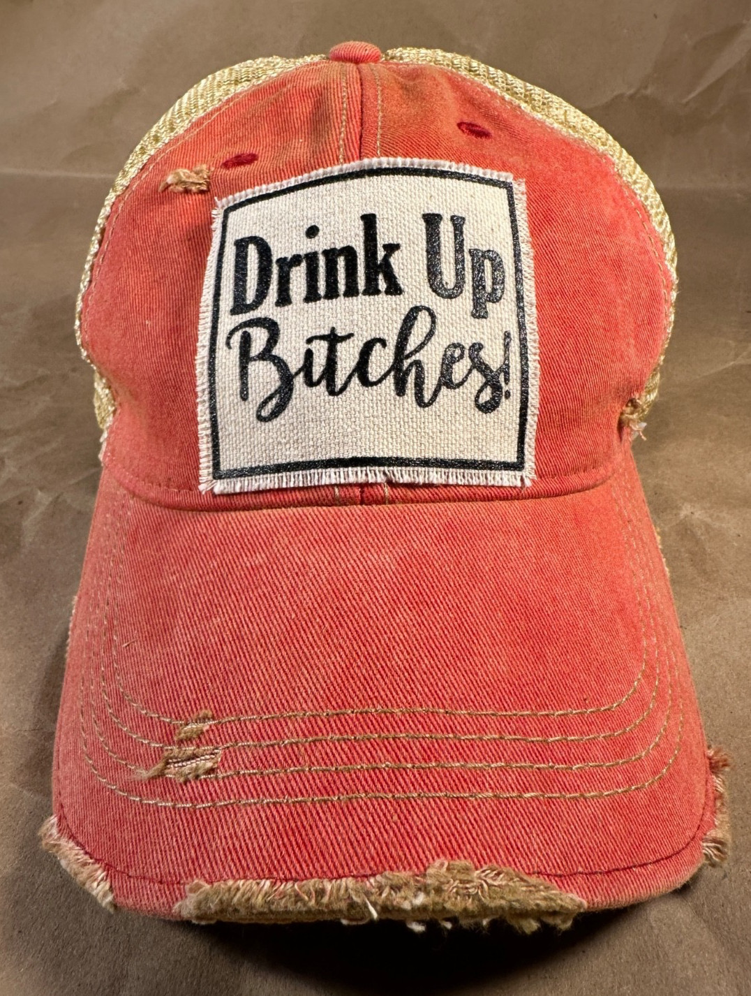 Vintage Life “Drink Up Bitches” Distressed Baseball Cap Unisex NEW