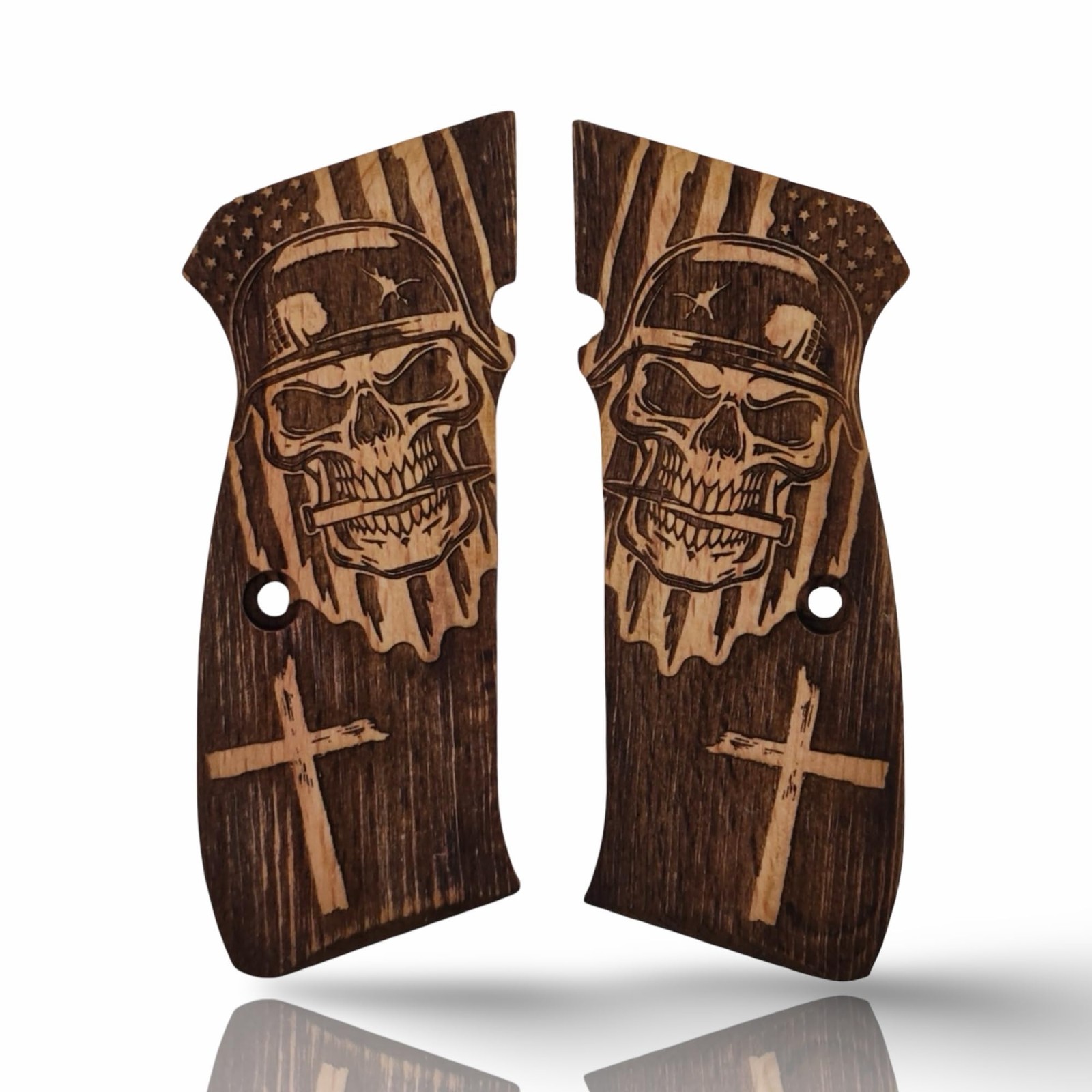 Zib Grips Punisher Skull Wood Grips for CZ 75 Full Size, CZ 75B/SP-01/Shadow