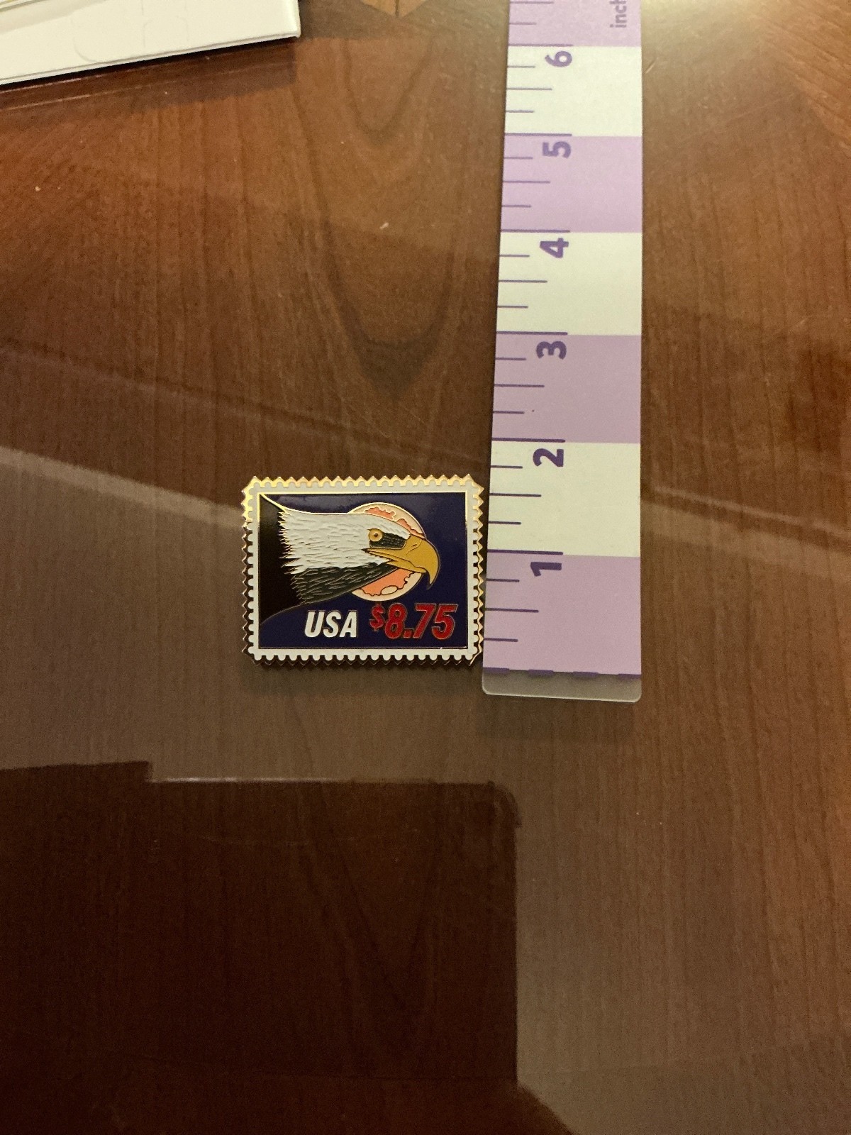 Vintage USA $8.75 Express Postage Stamp Bald Eagle Moon Collectable Enamel Pin