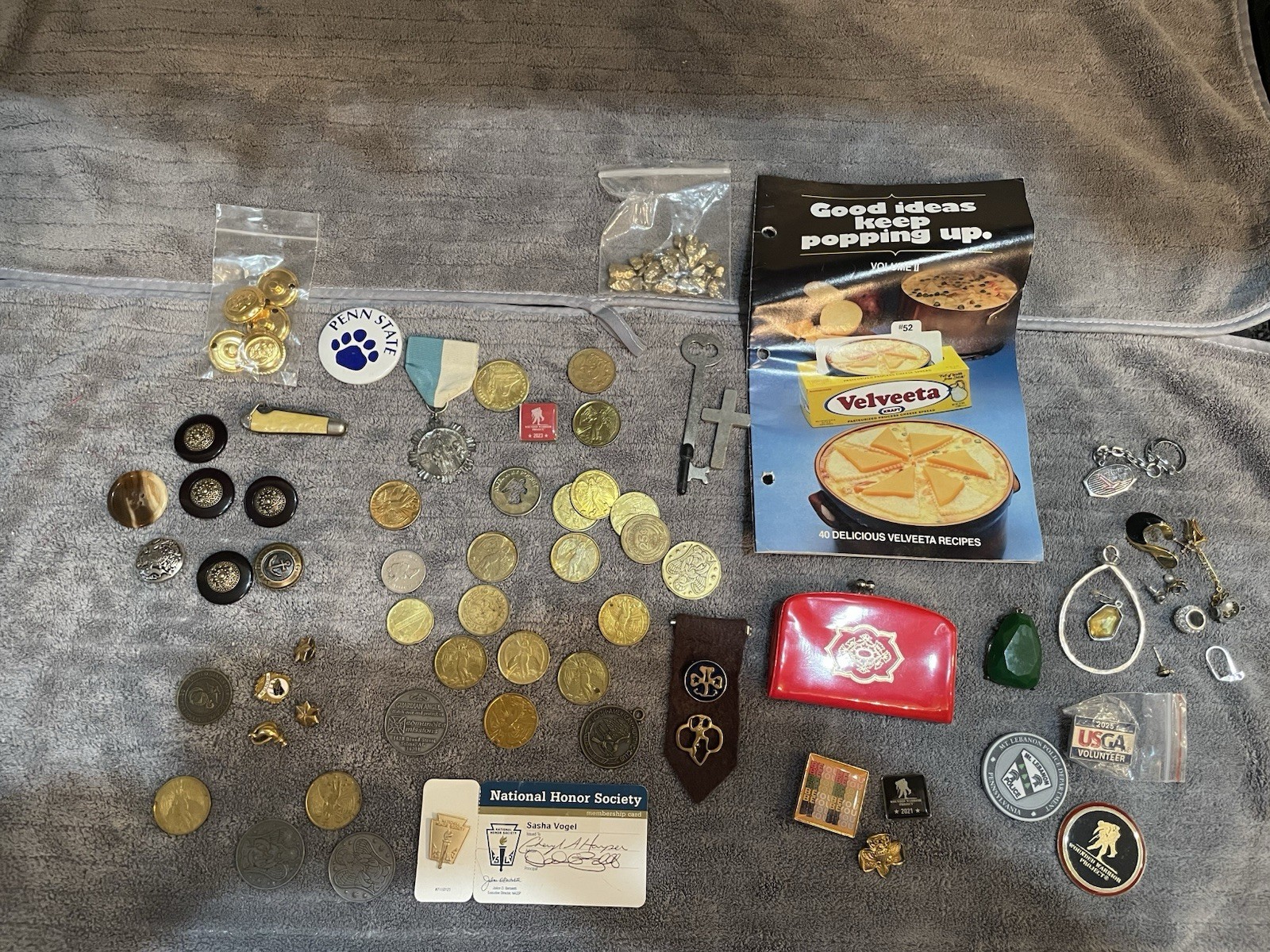 Junk Drawer Lot Miscellaneous Coins Mismatched Jewelry Buttons Lot