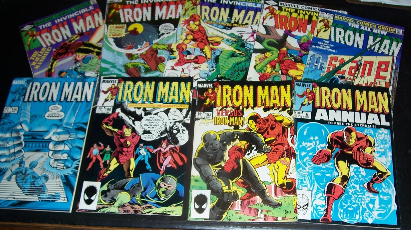FLAWS/READERS: Lot/9 INVINCIBLE IRONMAN 156, 158-60, 173, 180, 190, 192, A6